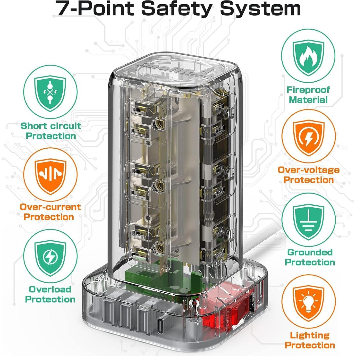 Protector de Sobretensión en Torre SMALLRT 12 Salidas 4 USB 3.05M