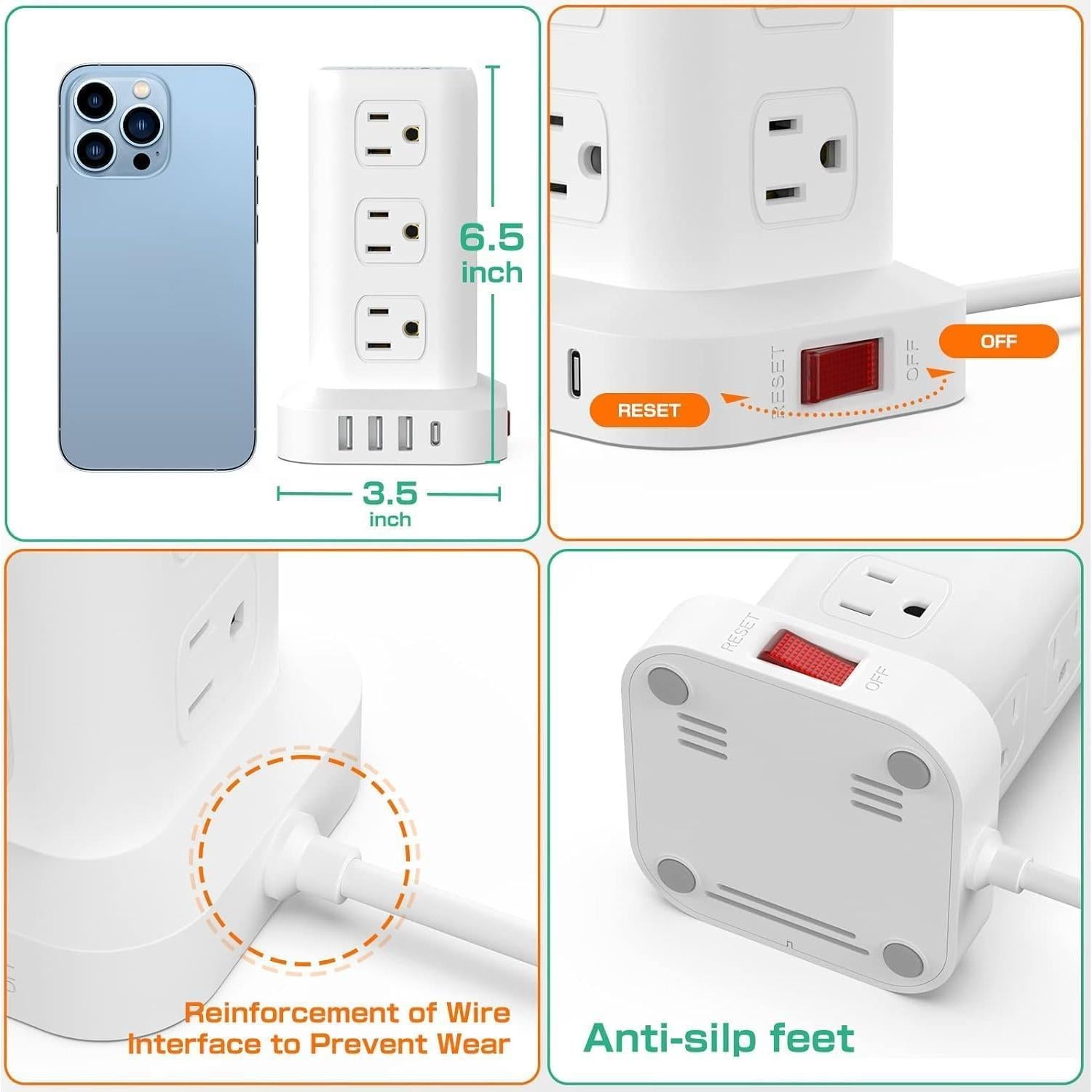 Protector de Sobretensión en Torre SMALLRT 12 Salidas 4 USB 3.05M
