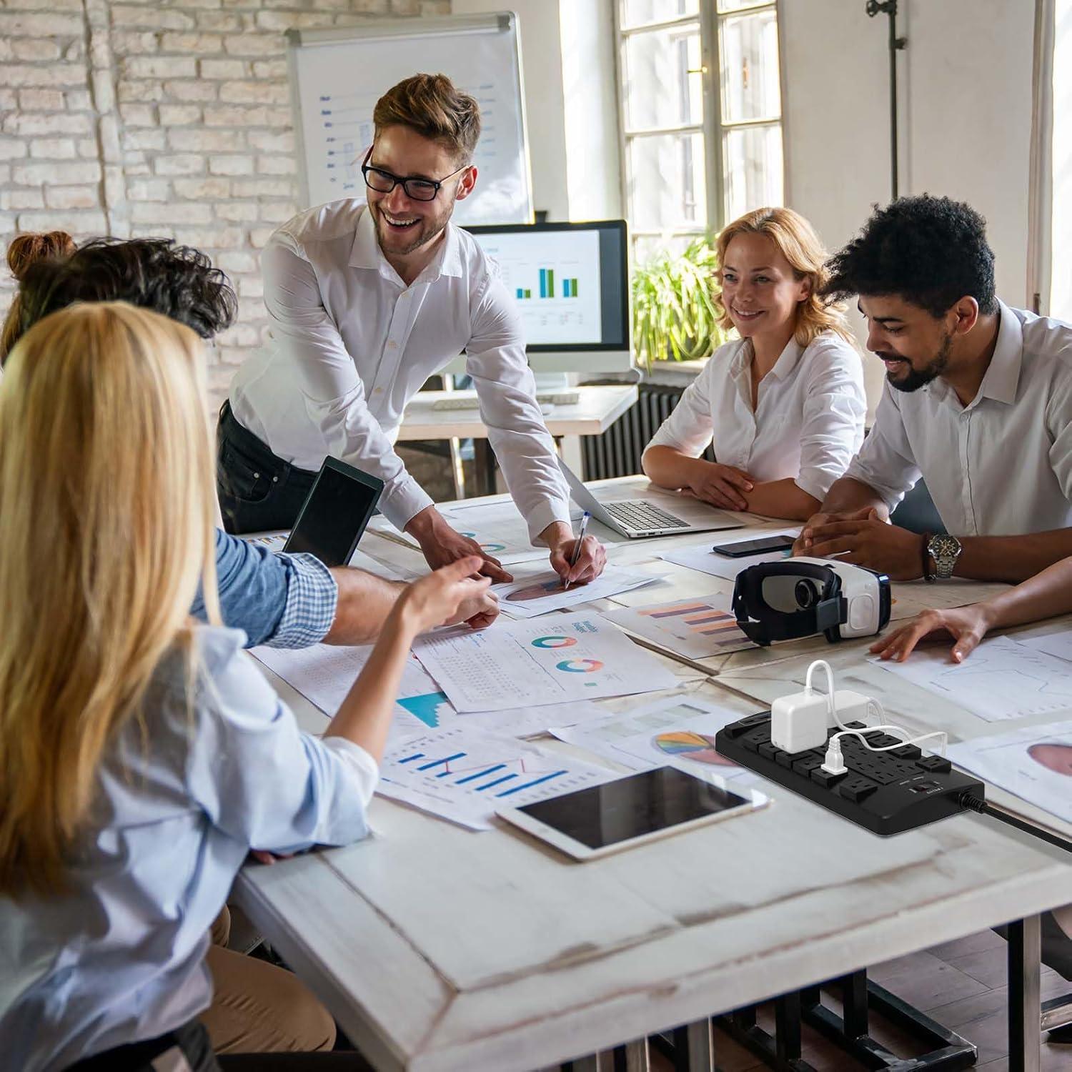 Regleta QINLIANF 24 Salidas y 4 Puertos USB 1.83m Negro