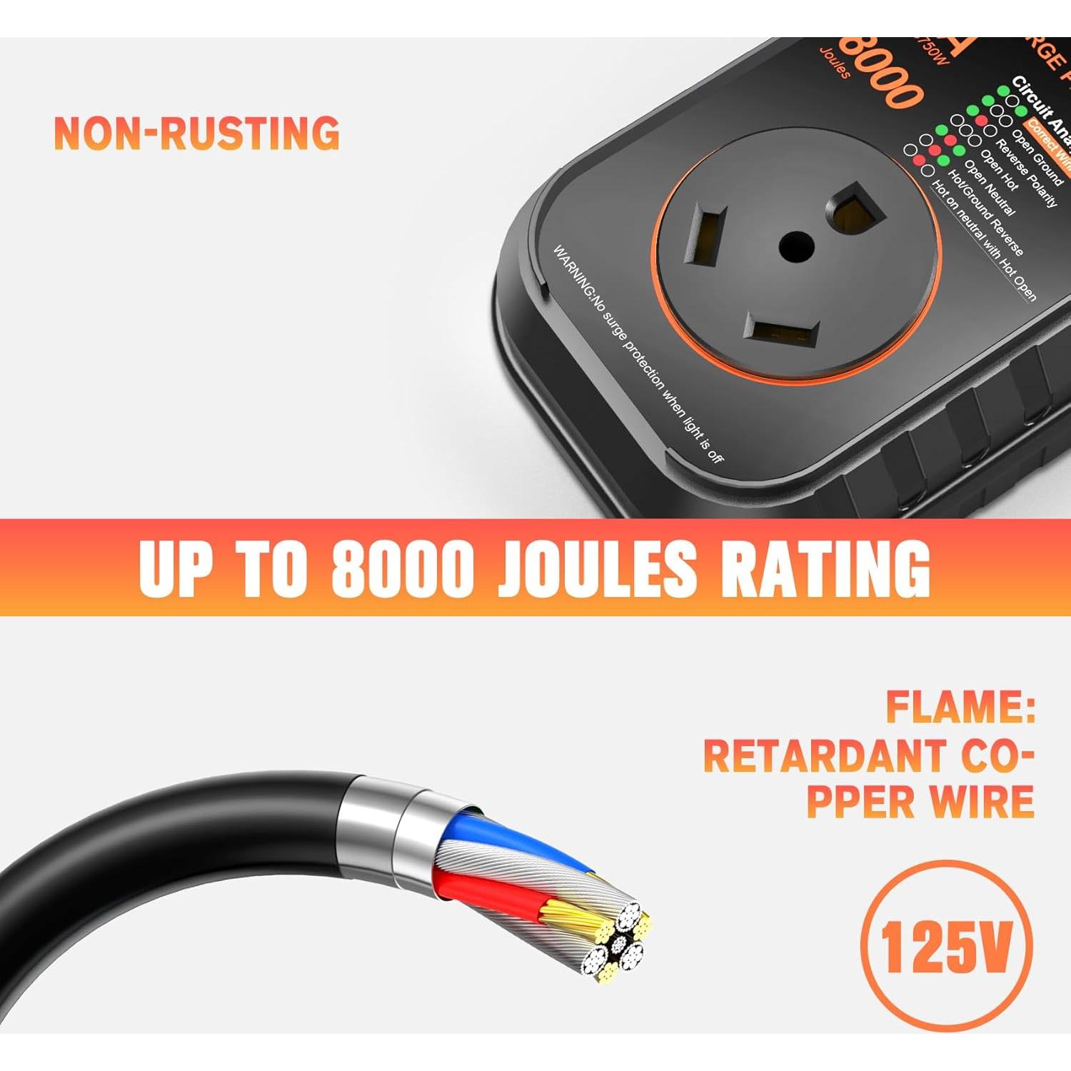 Protector de Sobretensión GEARGO FC-03 30A Portátil Impermeable