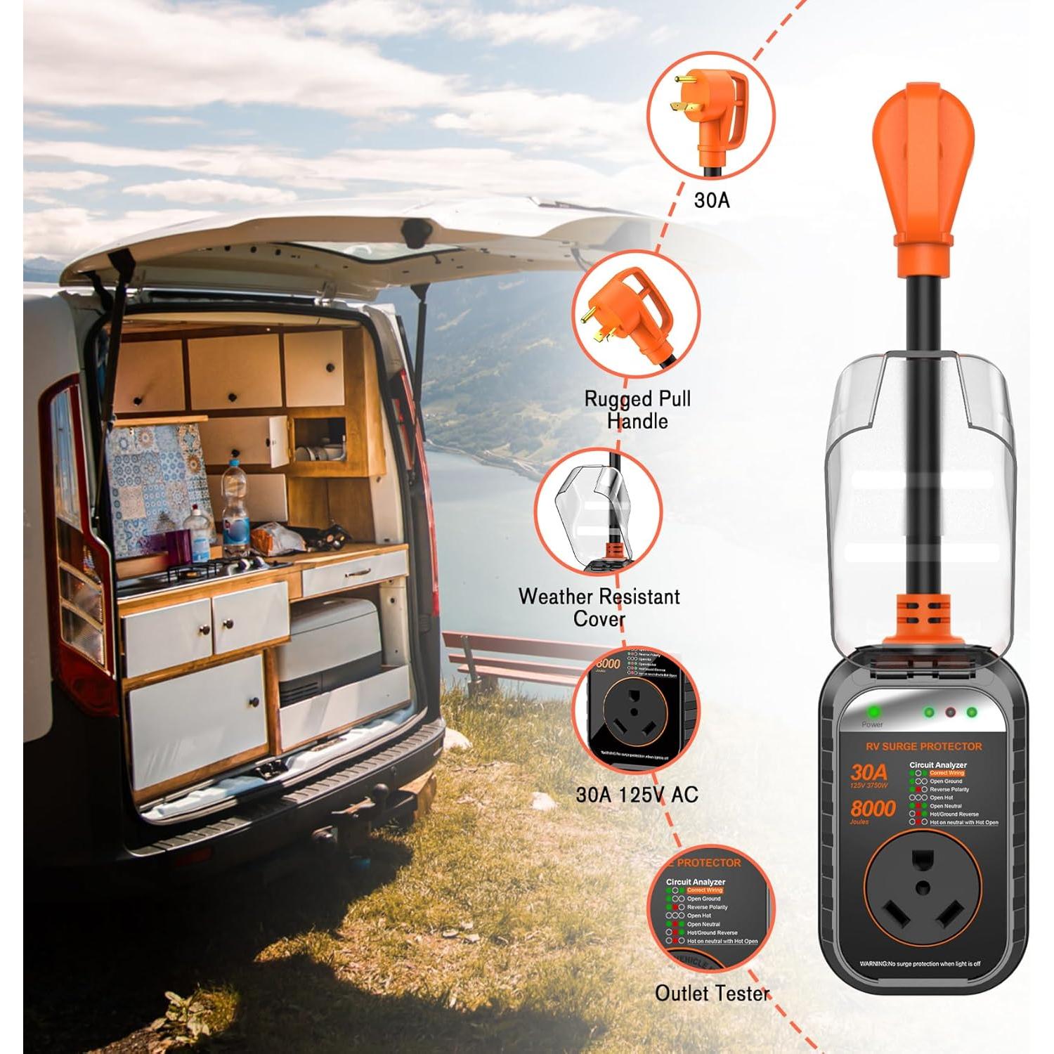 Protector de Sobretensión GEARGO FC-03 30A Portátil Impermeable