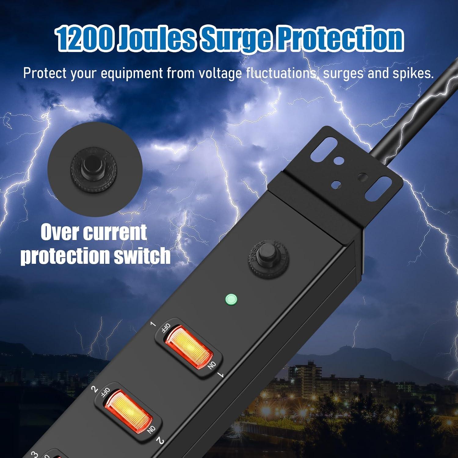 Regleta de Alimentación Montable HHSOET 1U 8 Salidas 1.83m