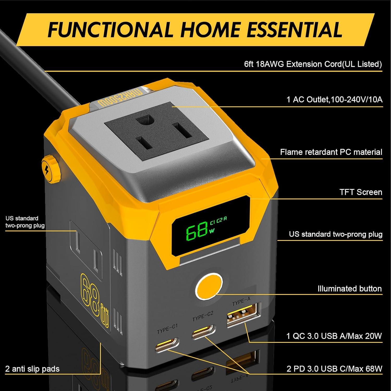 Estación de Carga Multi GaN 68W Kungfuking con Pantalla TFT
