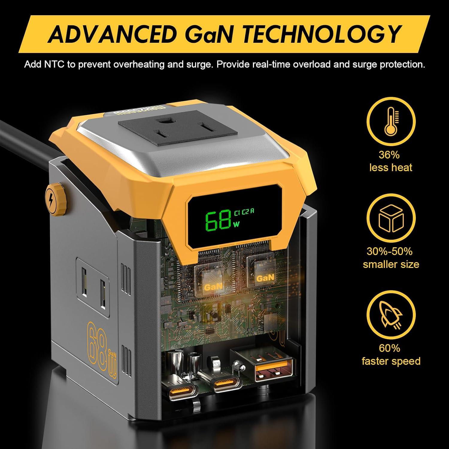 Estación de Carga Multi GaN 68W Kungfuking con Pantalla TFT