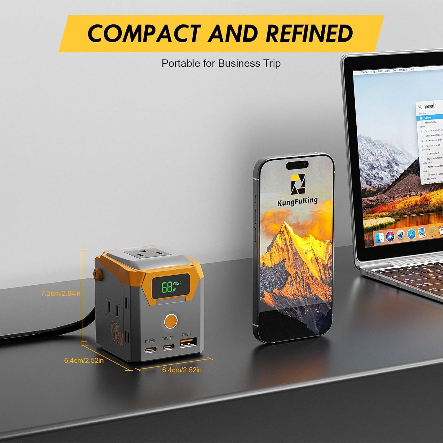 Estación de Carga Multi GaN 68W Kungfuking con Pantalla TFT