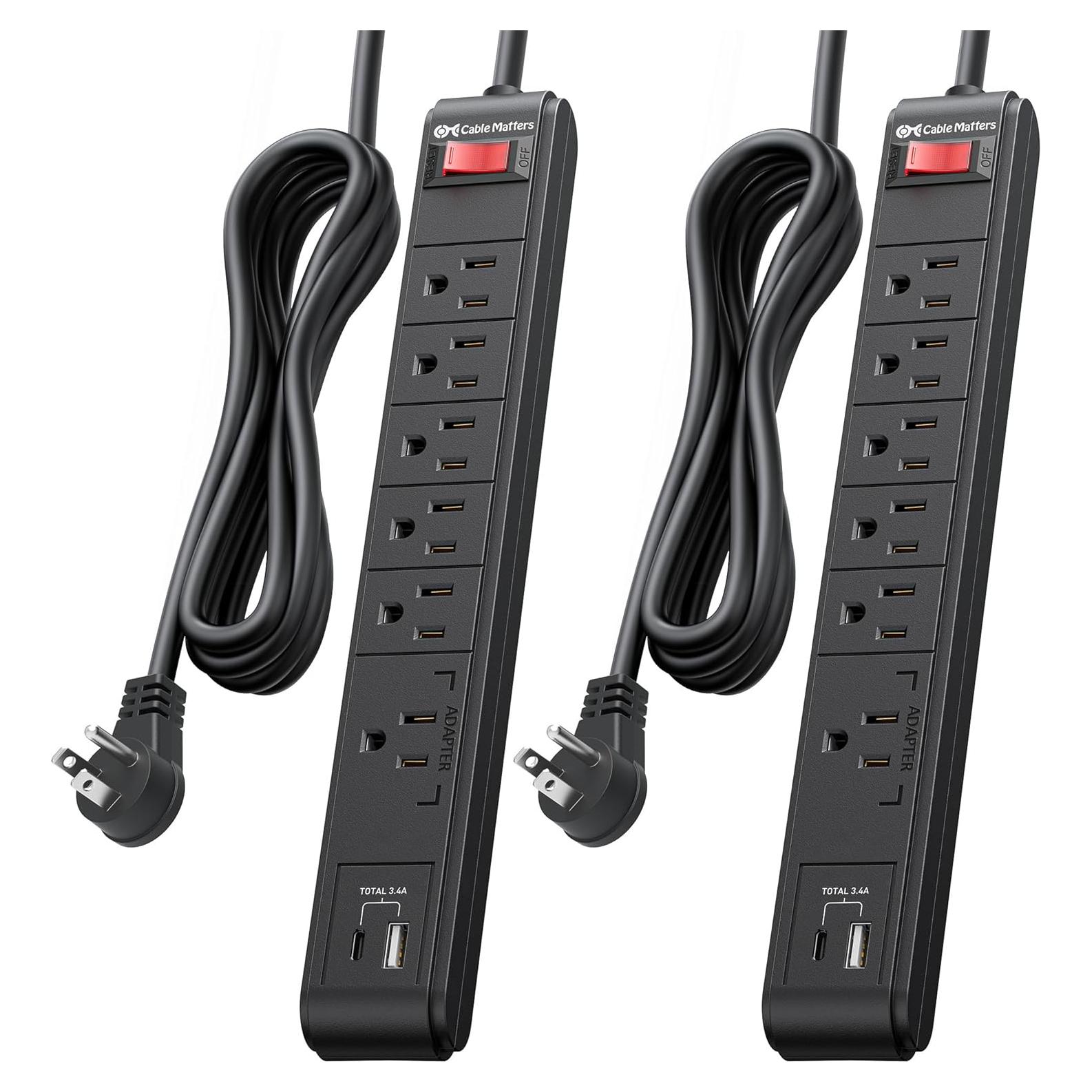 Regleta de Protección 6 Salidas Cable Matters con USB 3.4A 2.44m