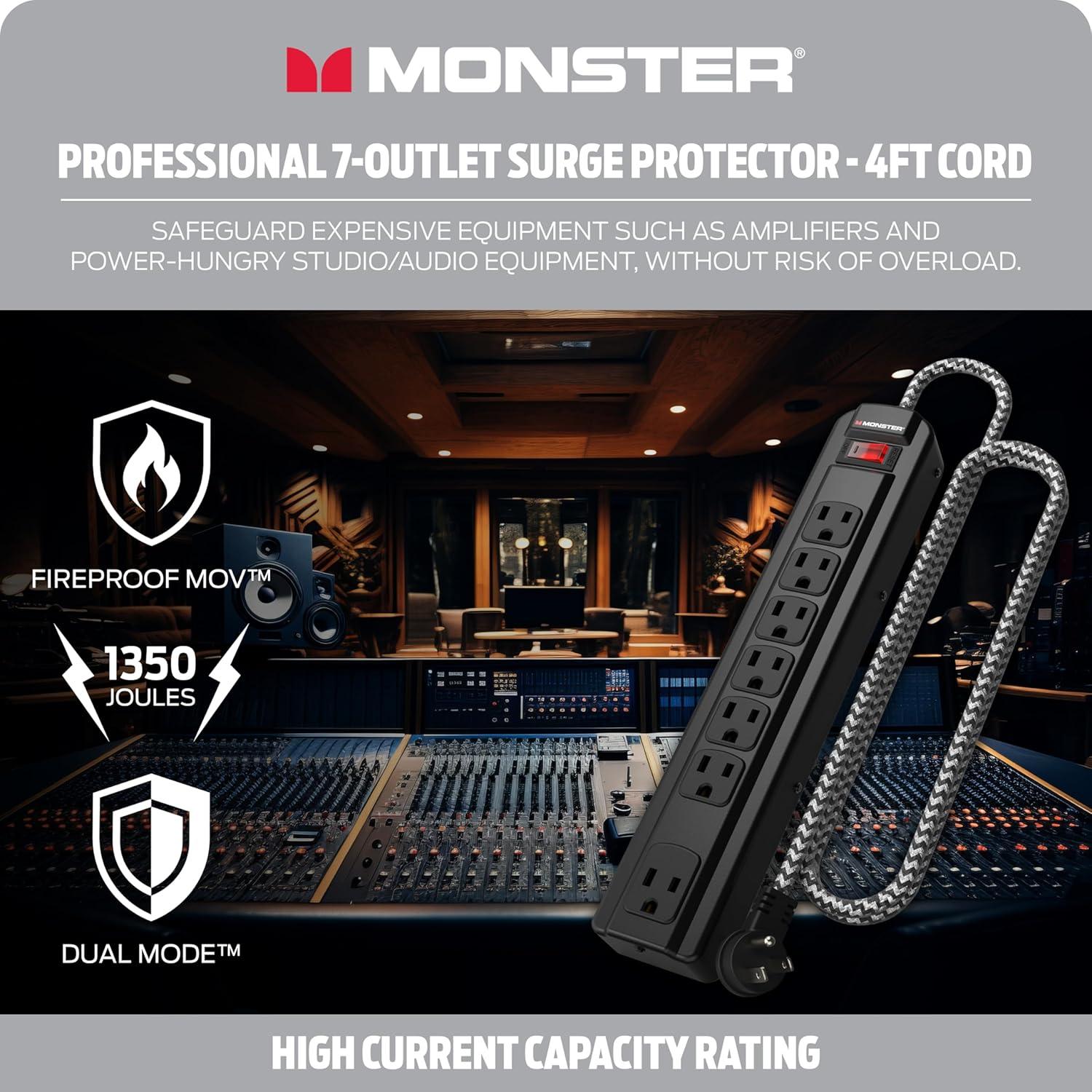 Protector de Sobretensión Monster Pro MI 1350J 7 Salidas 1.22m