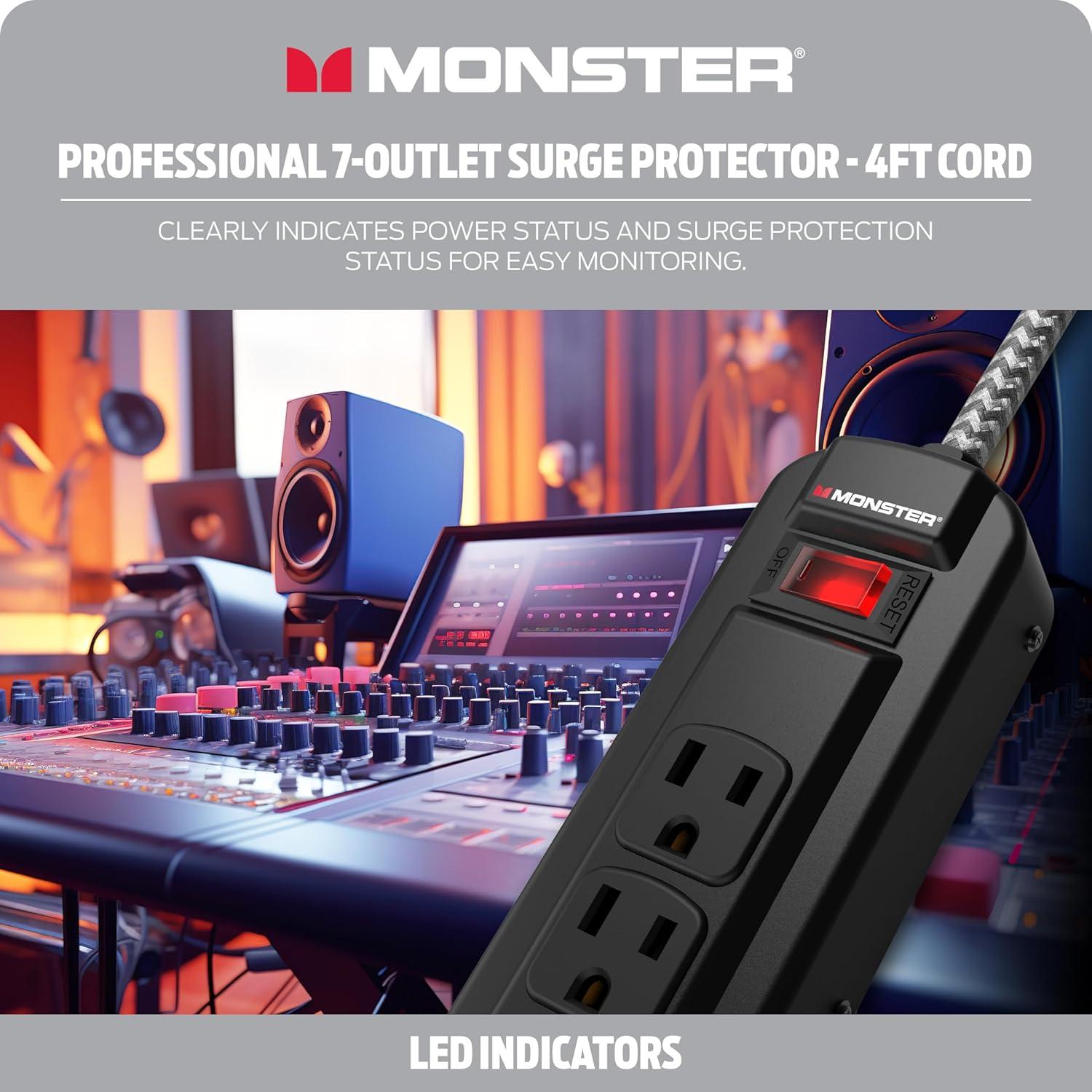 Protector de Sobretensión Monster Pro MI 1350J 7 Salidas 1.22m
