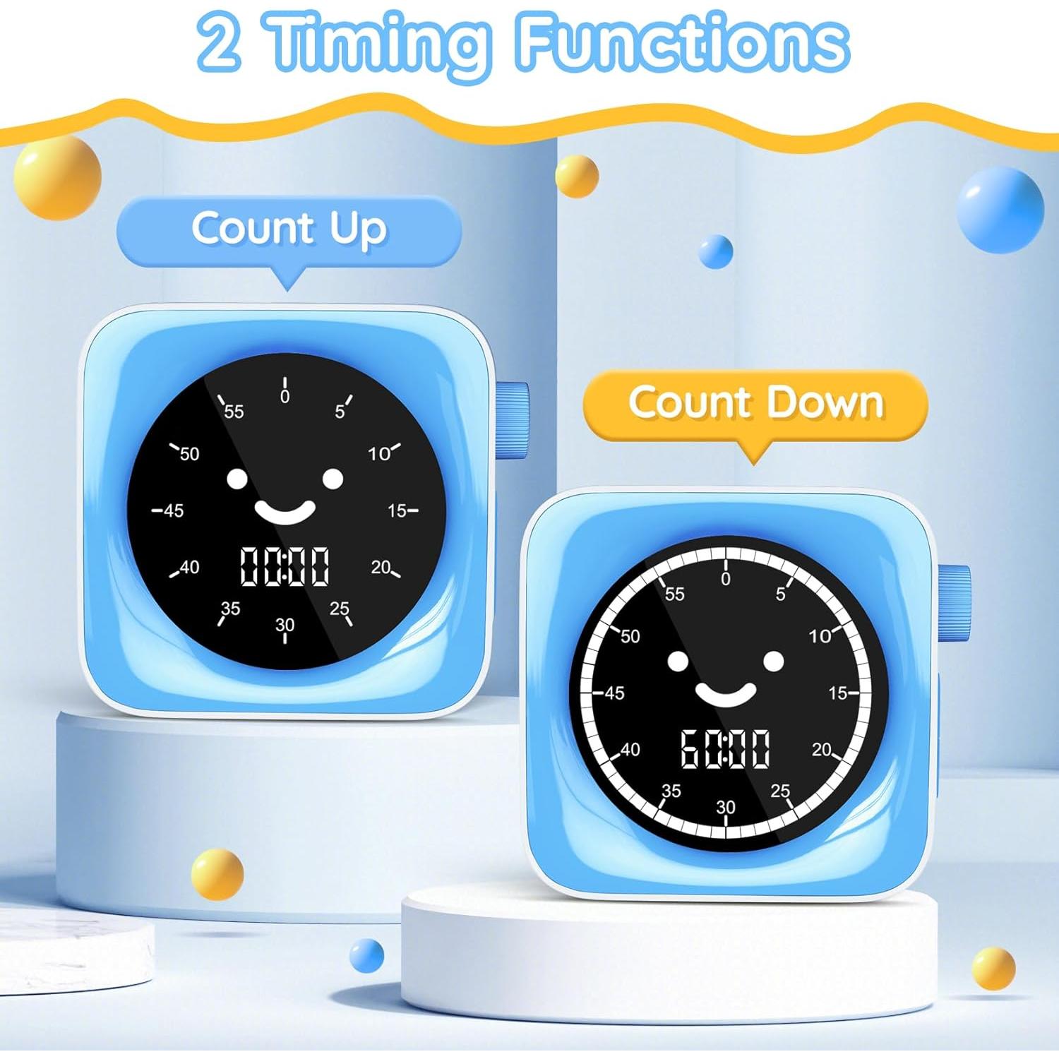 Temporizador Visual Digital 60 Minutos HAUKINIX Azul y Blanco