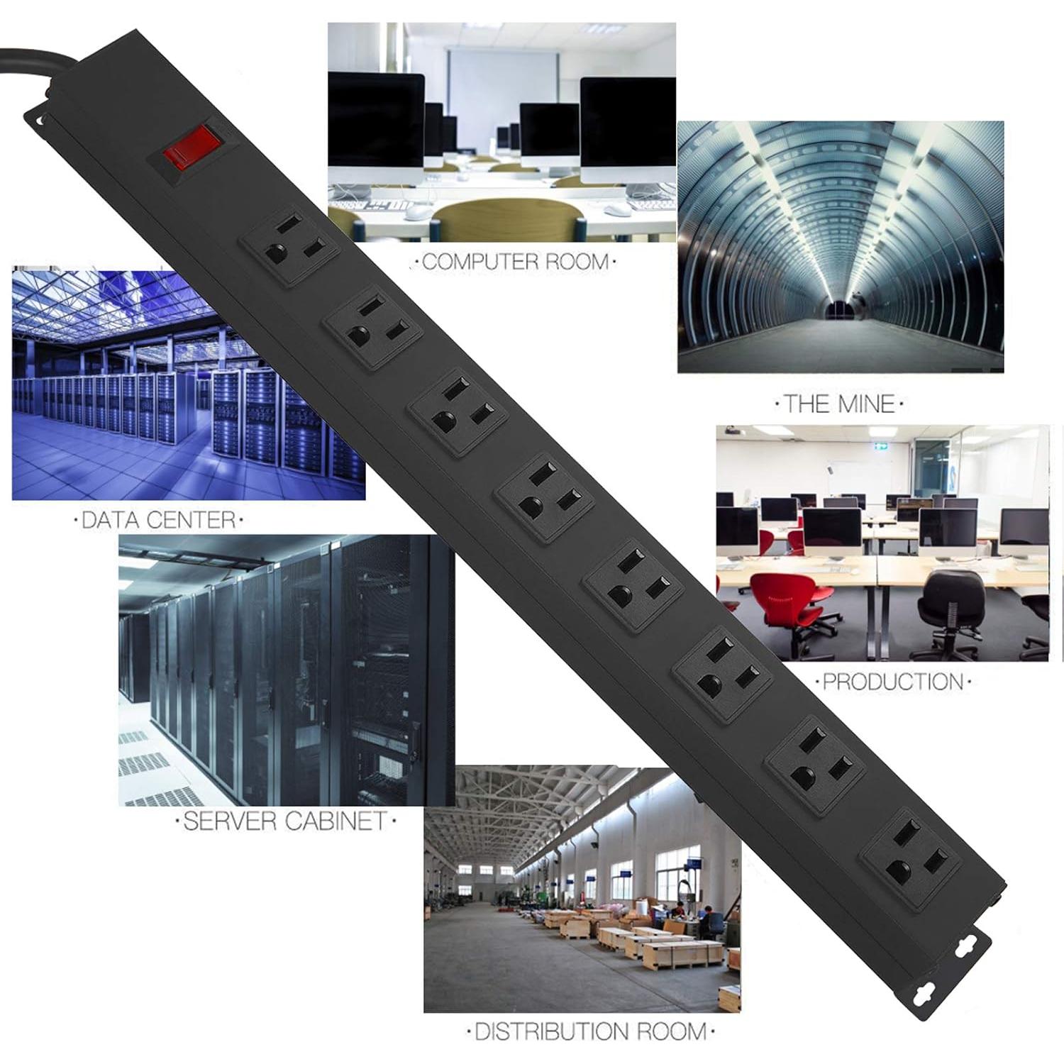 Regleta de Pared HHSOET 8 Salidas Metal 1.83m con Interruptor