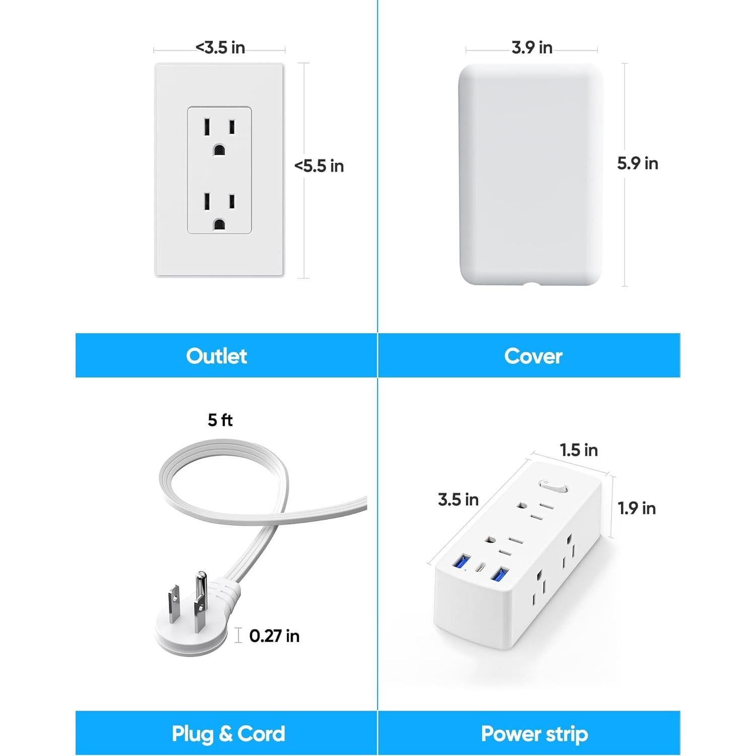 Regleta de Enchufes Olcorife 6 Salidas 3 USB 0.91m Protector