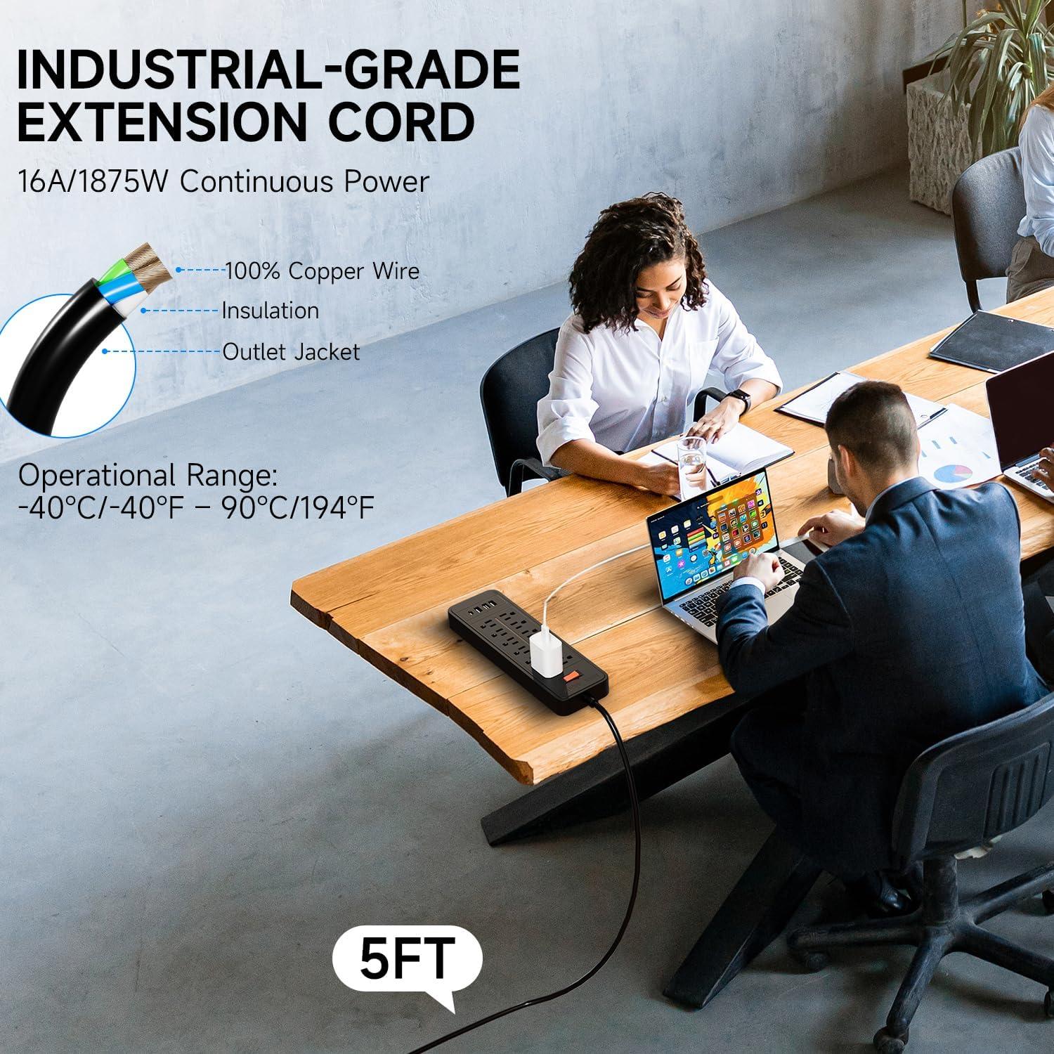 Regleta de Sobretensión ZHANGONG 12 Salidas 4 USB 5FT