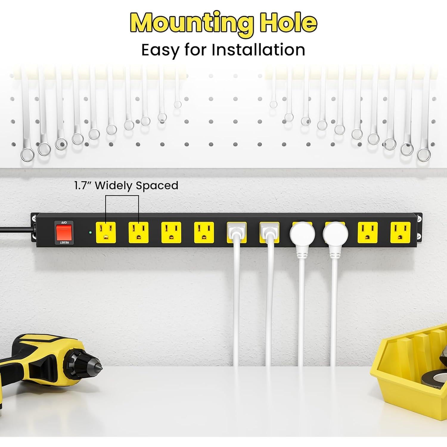 Regleta de Metal OKCHILD 10 Salidas 2100J 1.83m Montable