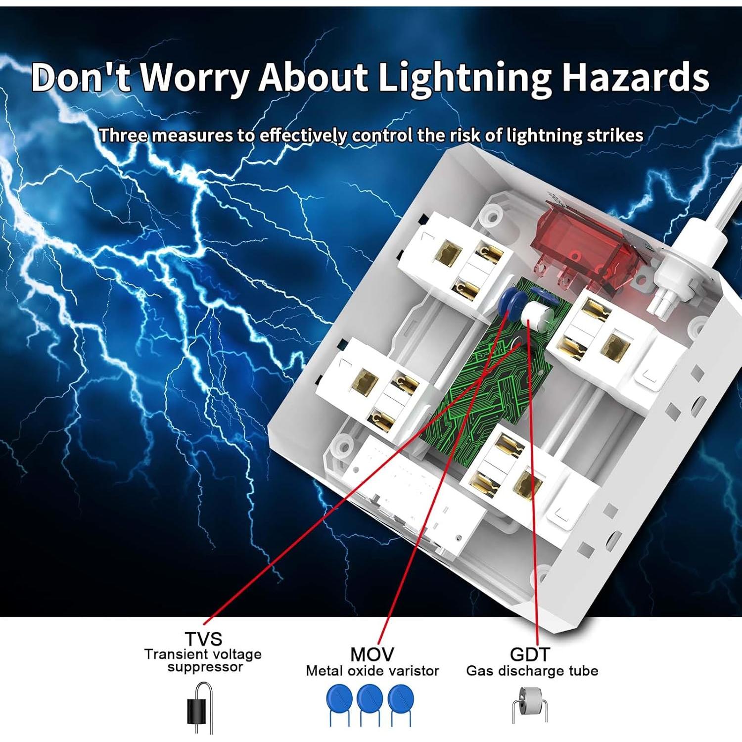 Regleta de 8 Tomacorrientes y 4 USB Tcstei 1.83m con Protección