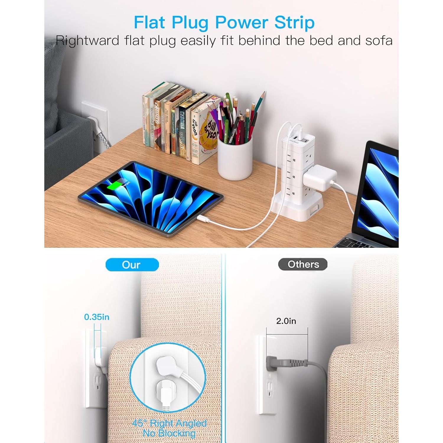 Torre de Protector de Sobretensión One Beat 12 Salidas 4 USB Carga Rápida