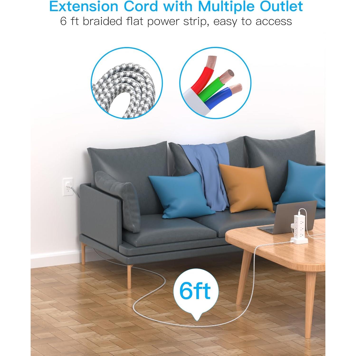 Torre de Protector de Sobretensión One Beat 12 Salidas 4 USB Carga Rápida