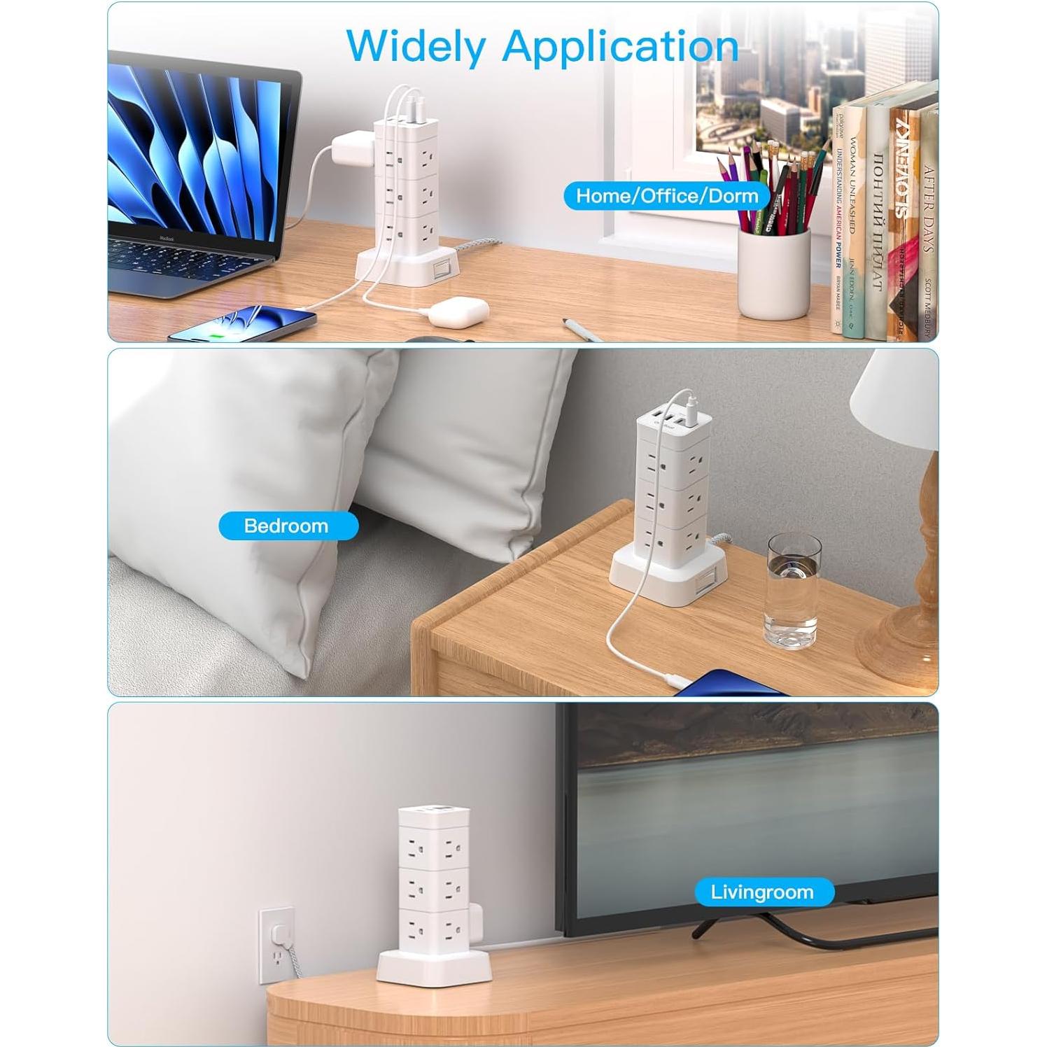 Torre de Protector de Sobretensión One Beat 12 Salidas 4 USB Carga Rápida