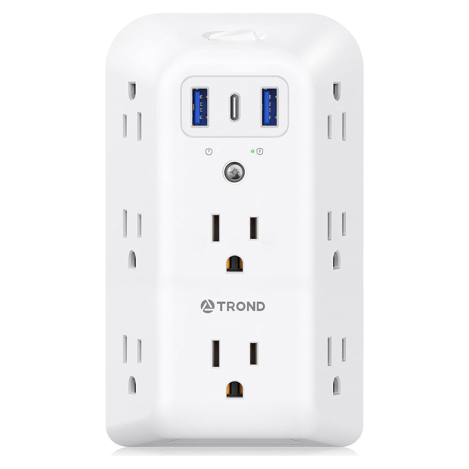 Extensor de Enchufe TROND 8 Salidas y 3 Puertos USB