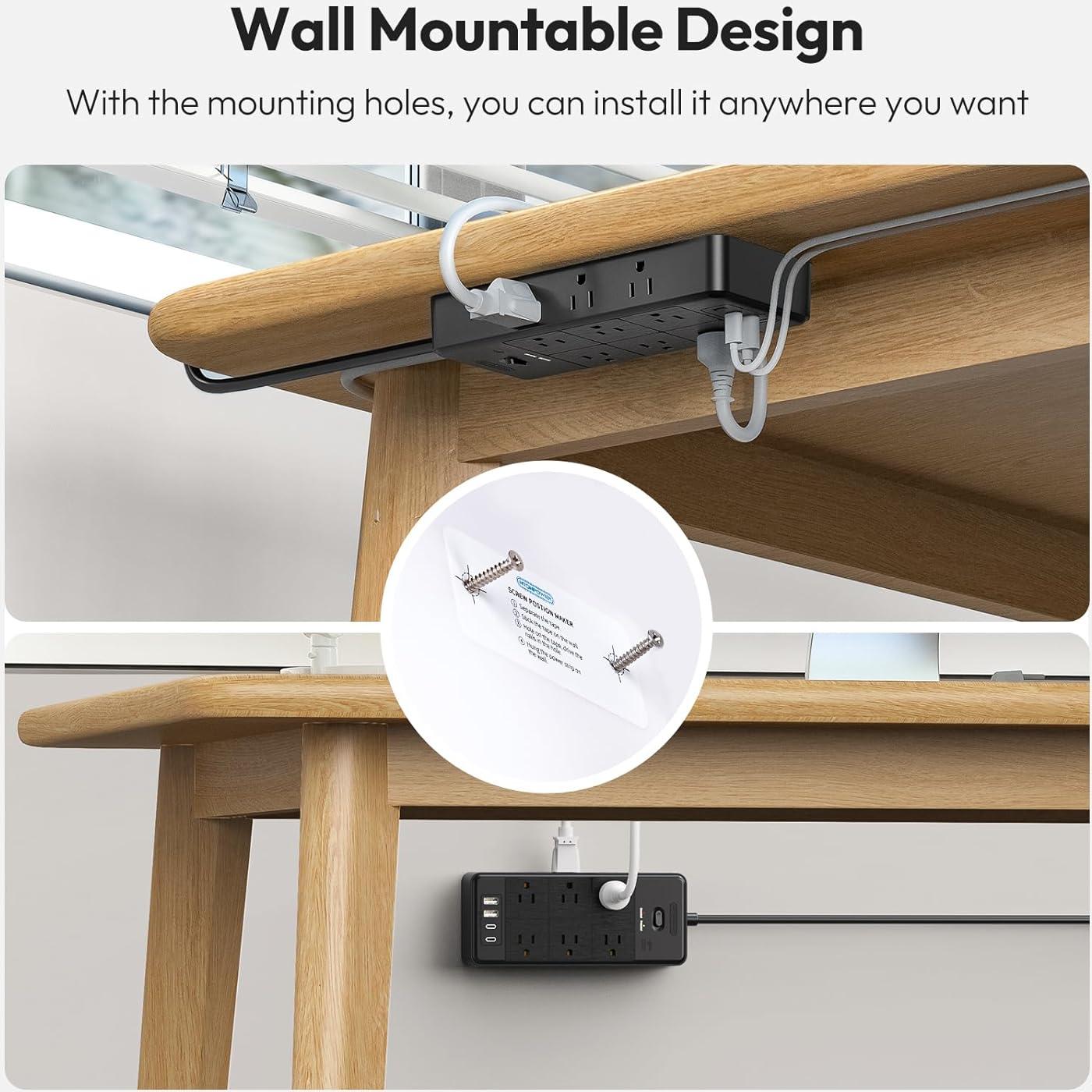 Regleta de Sobretensión NTONPOWER 15FT 4000J 12 Salidas 4 USB