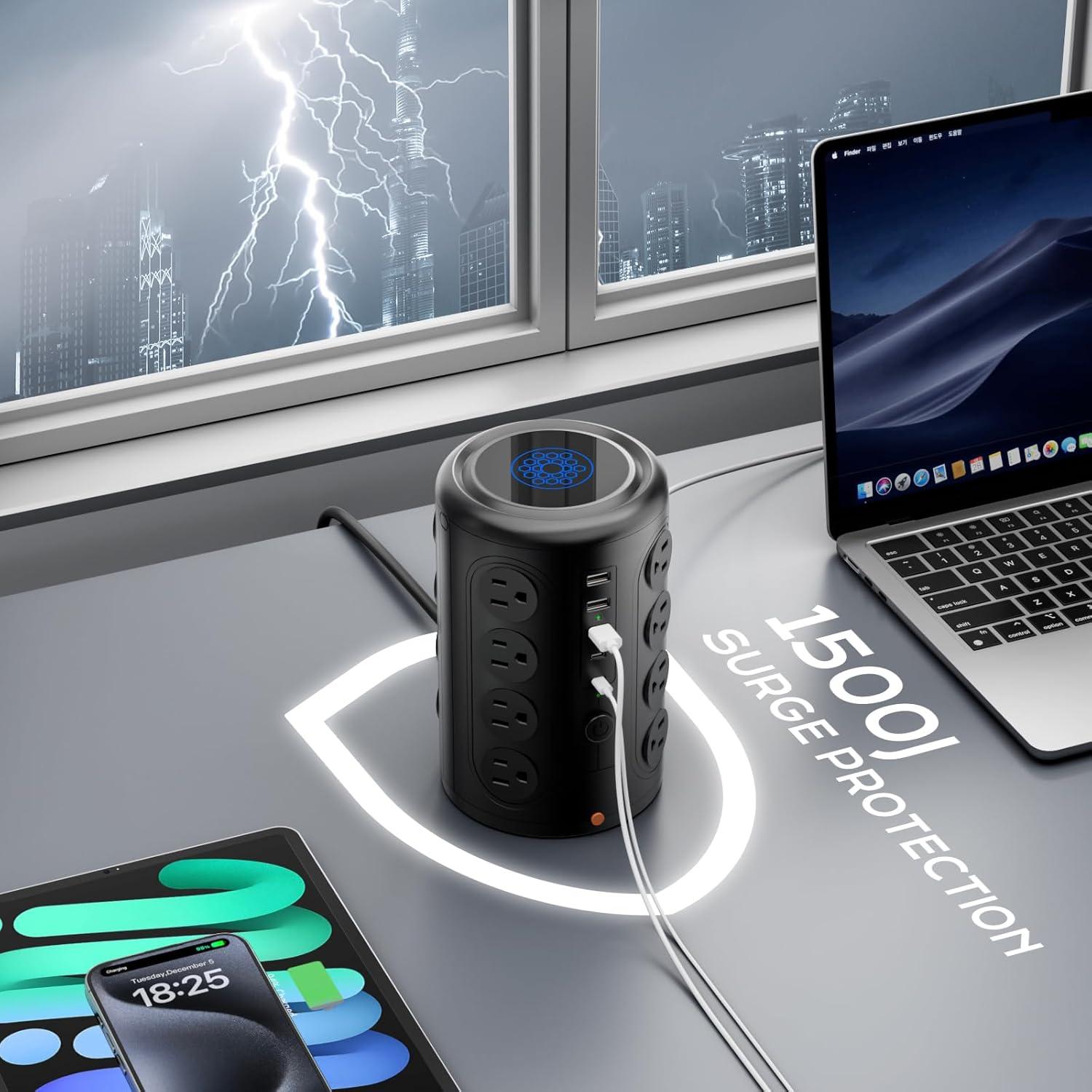 Torre de Regletas de Potencia TenTrend 16 Salidas 5 USB 1.83m