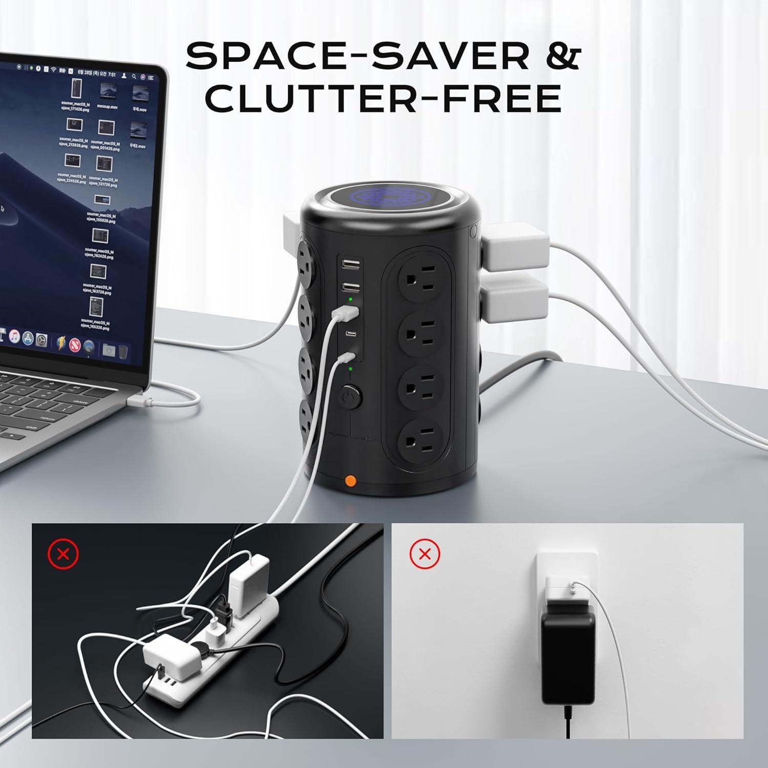 Torre de Regletas de Potencia TenTrend 16 Salidas 5 USB 1.83m