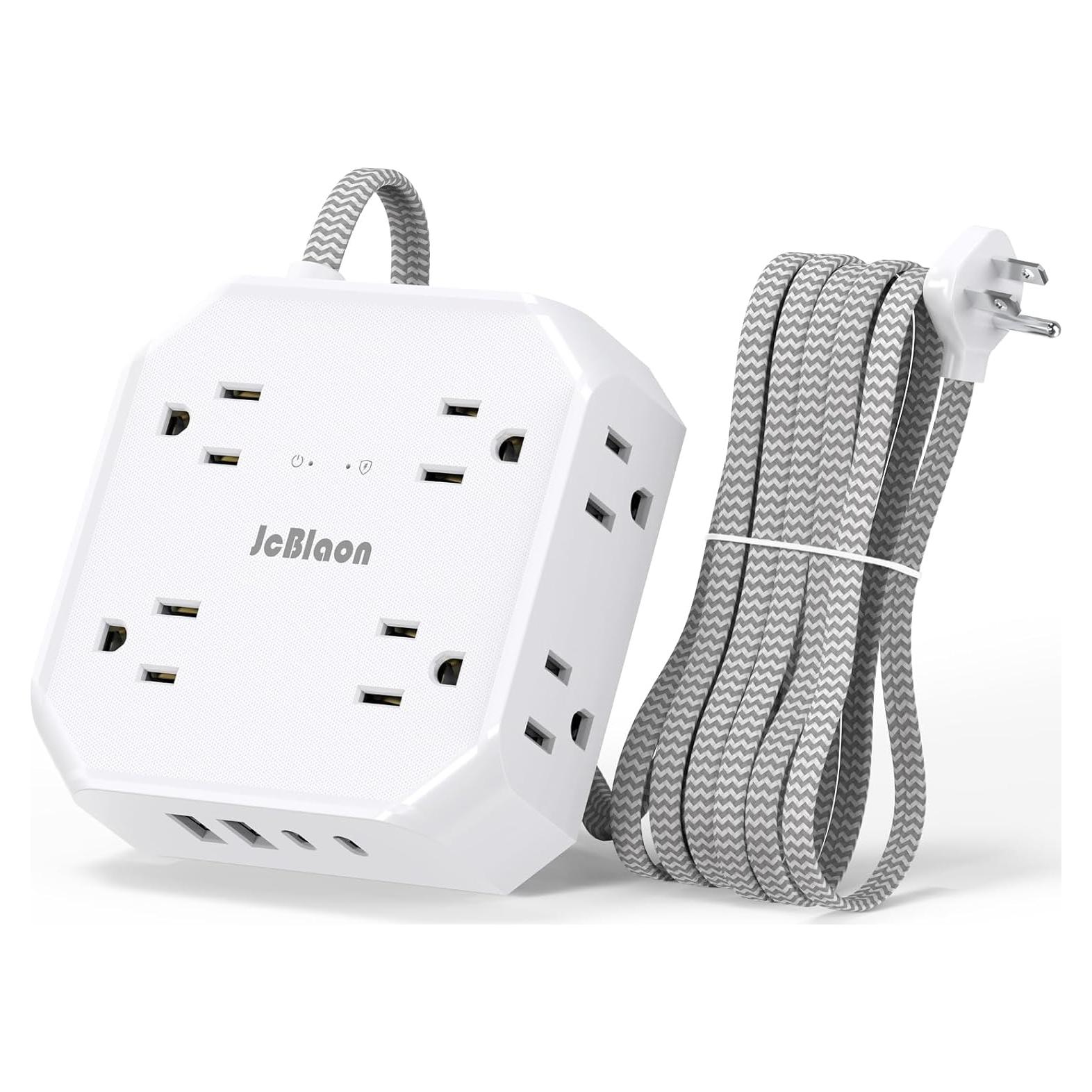 Regleta de Energía JcBlaon 8 Salidas 4 USB Carga 5 Pies