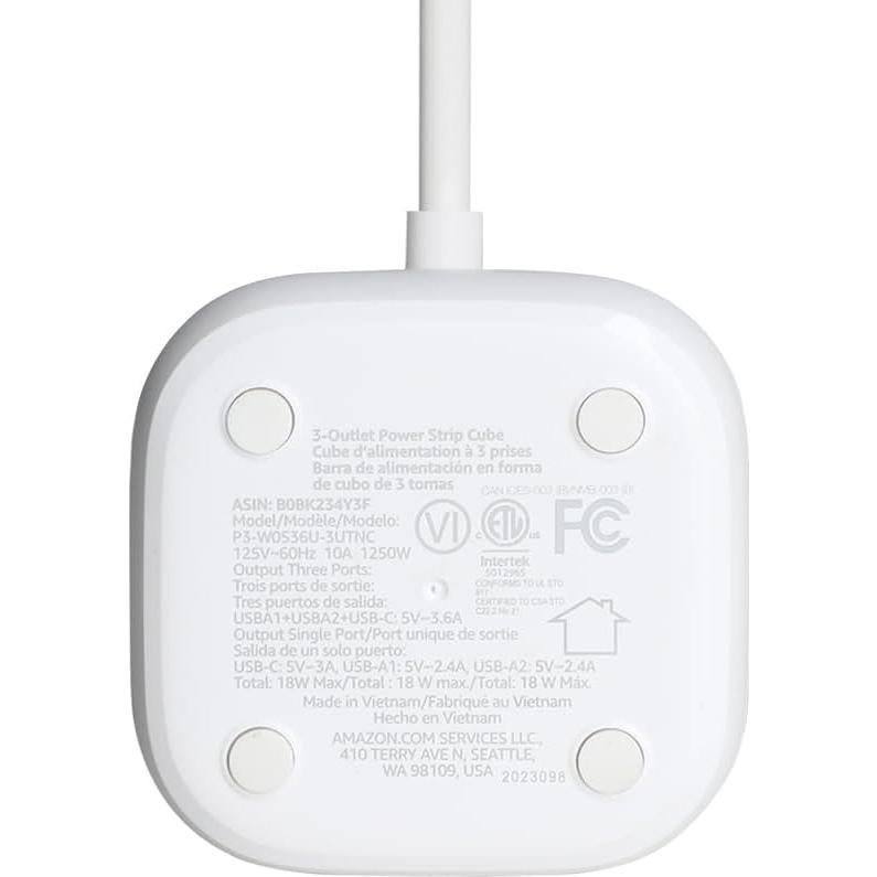 Cubo Regleta de Alimentación Amazon Basics 3 Salidas 3 USB