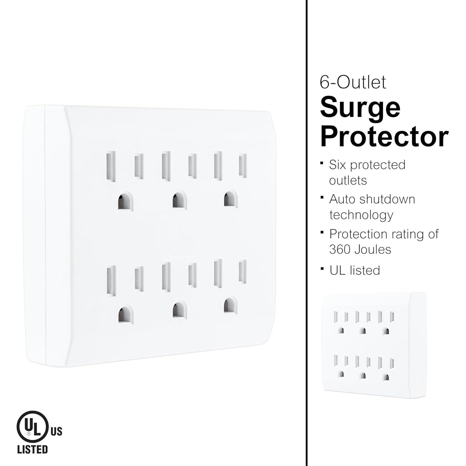 Protector de Sobretensión GE 6 Salidas 440 Julios Blanco