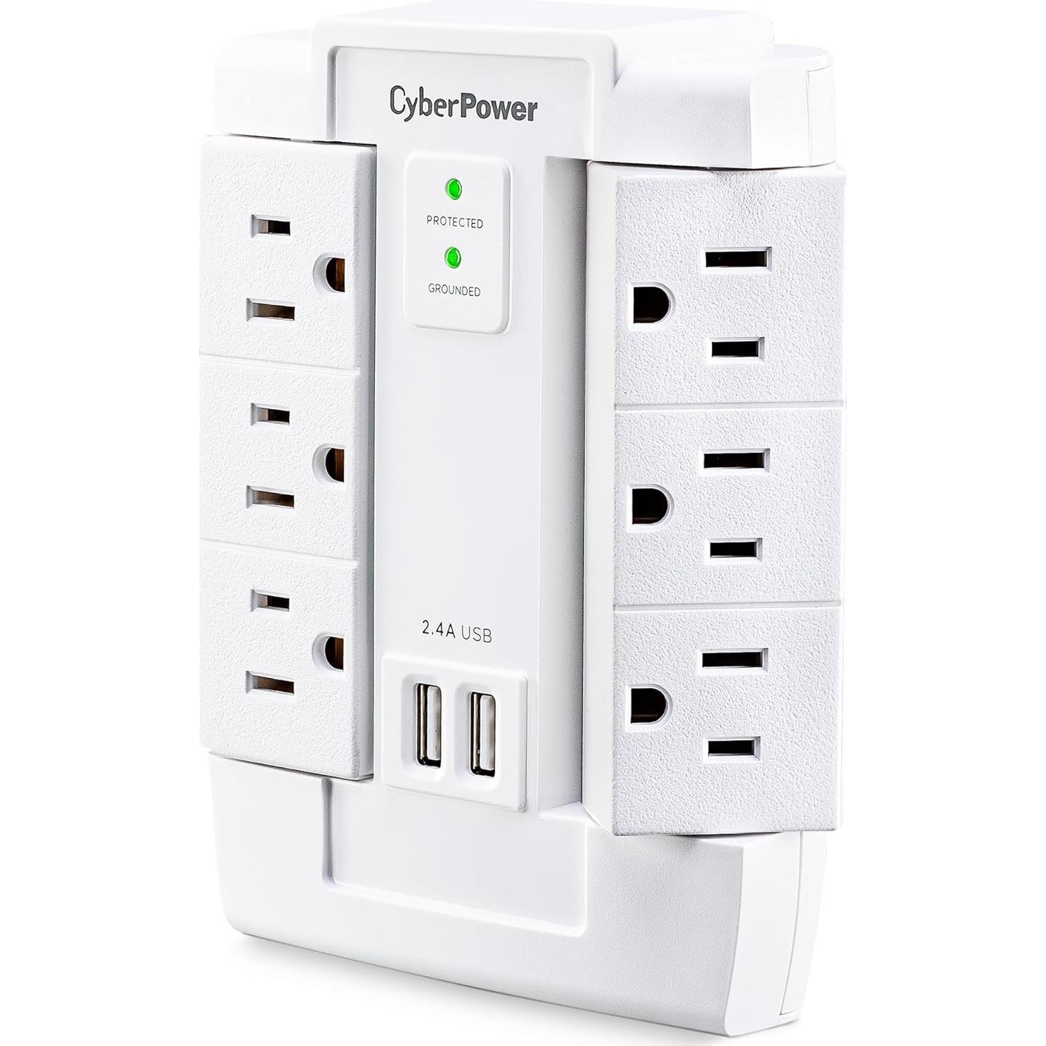 Protector contra sobretensiones CyberPower CSP600WSURC2, 1200J, 6 salidas, 2 USB