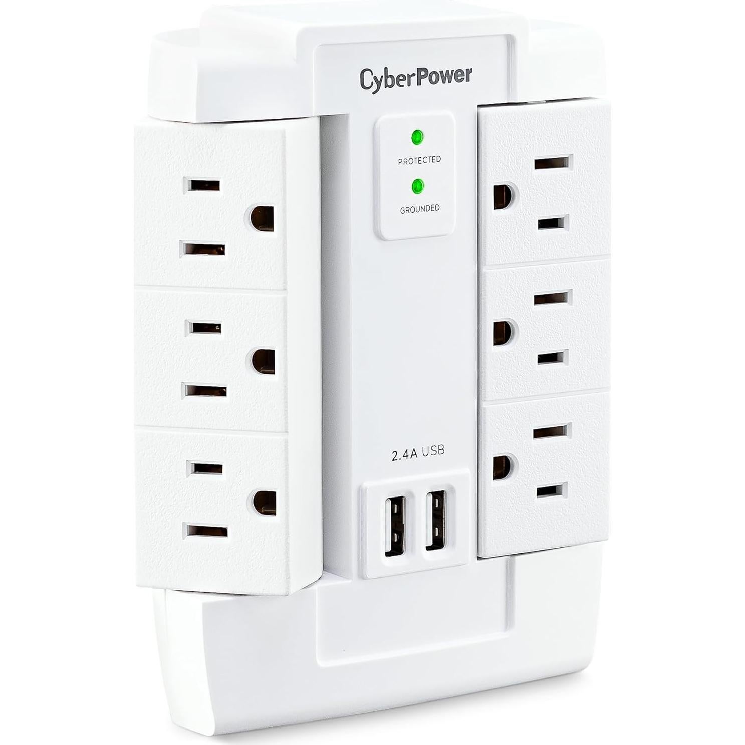 Protector contra sobretensiones CyberPower CSP600WSURC2, 1200J, 6 salidas, 2 USB