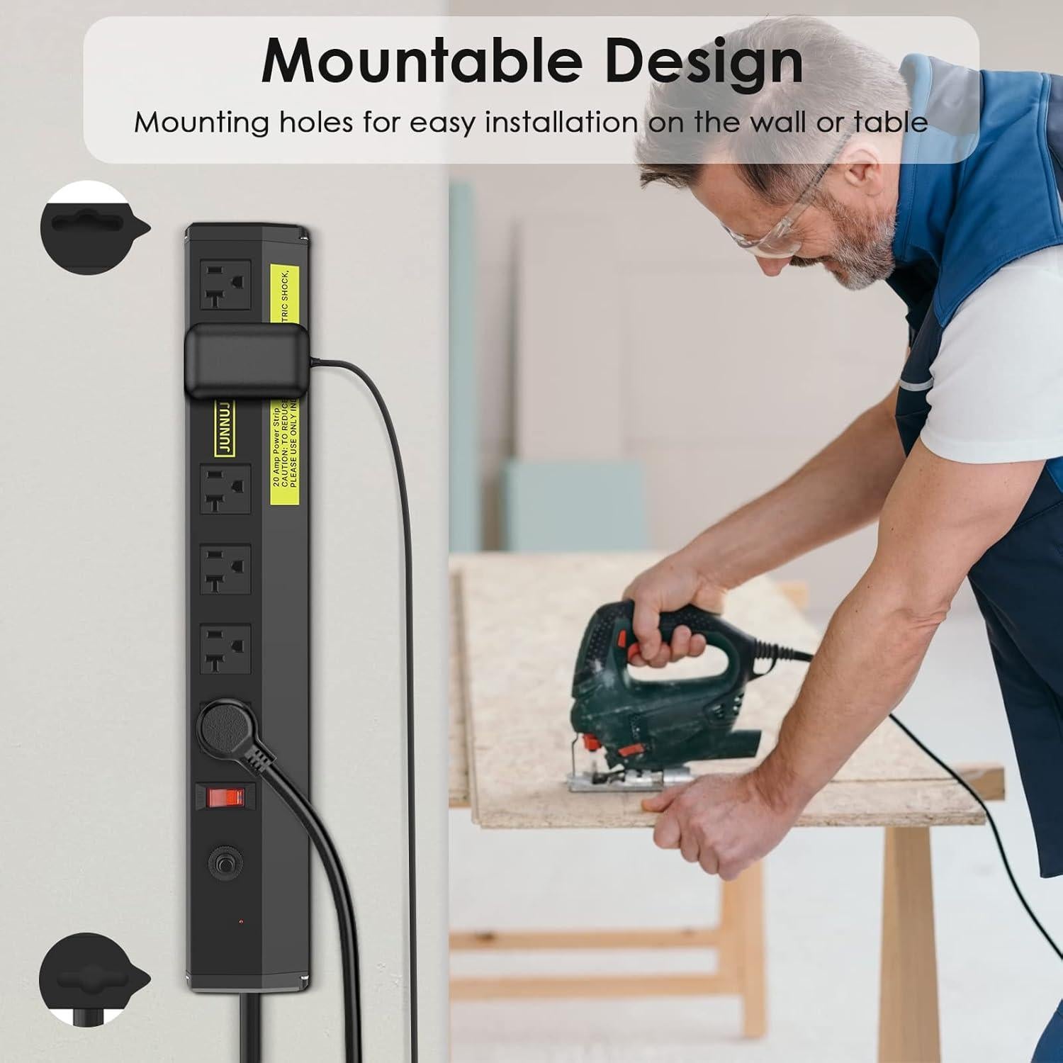 Regleta de 20A JUNNUJ con 6 Salidas Espaciadas 1.83m