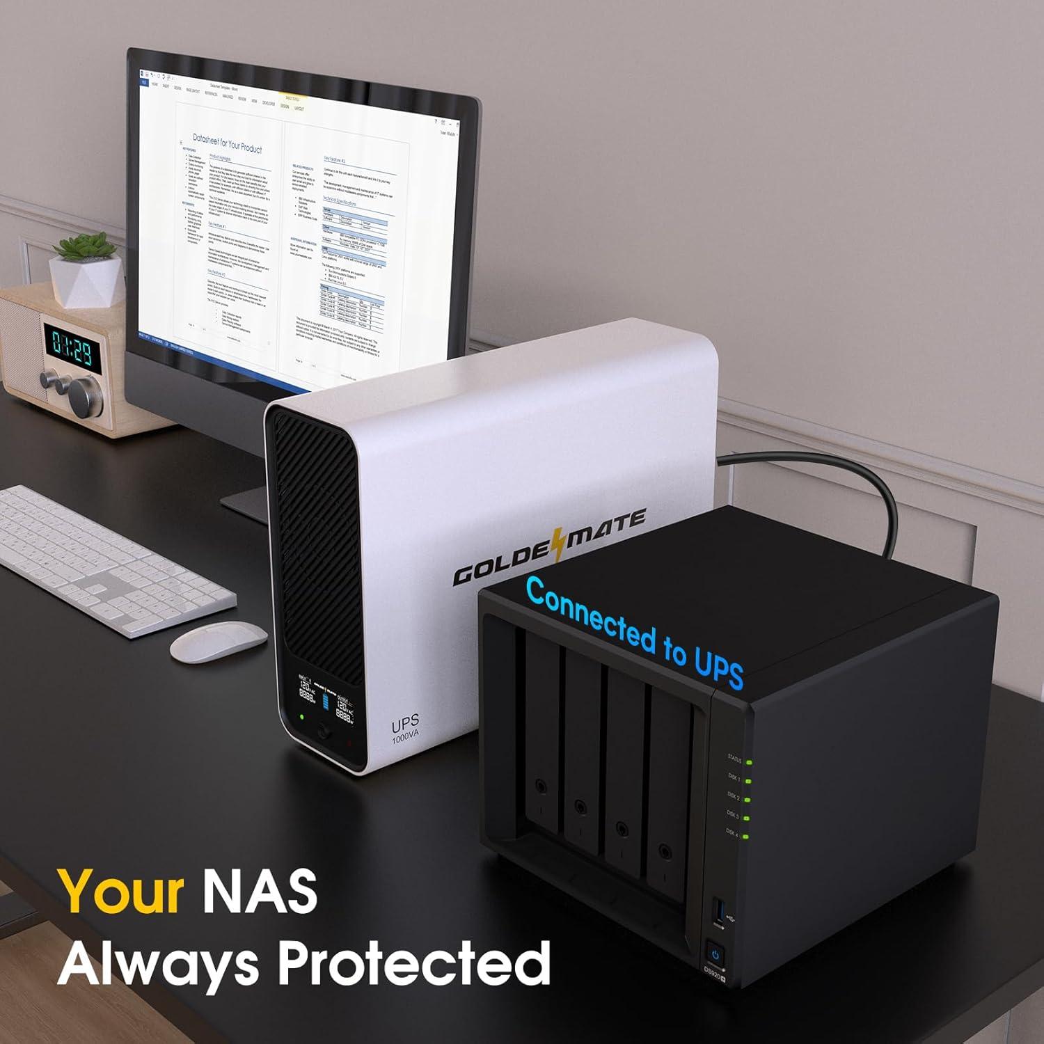 UPS 1000VA 600W GOLDENMATE Pro con Batería LiFePO4 y 8 Salidas