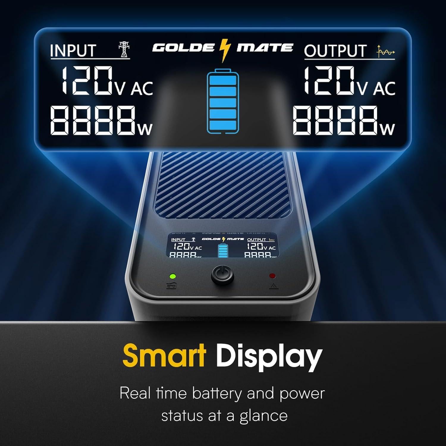 UPS 1000VA 600W GOLDENMATE Pro con Batería LiFePO4 y 8 Salidas