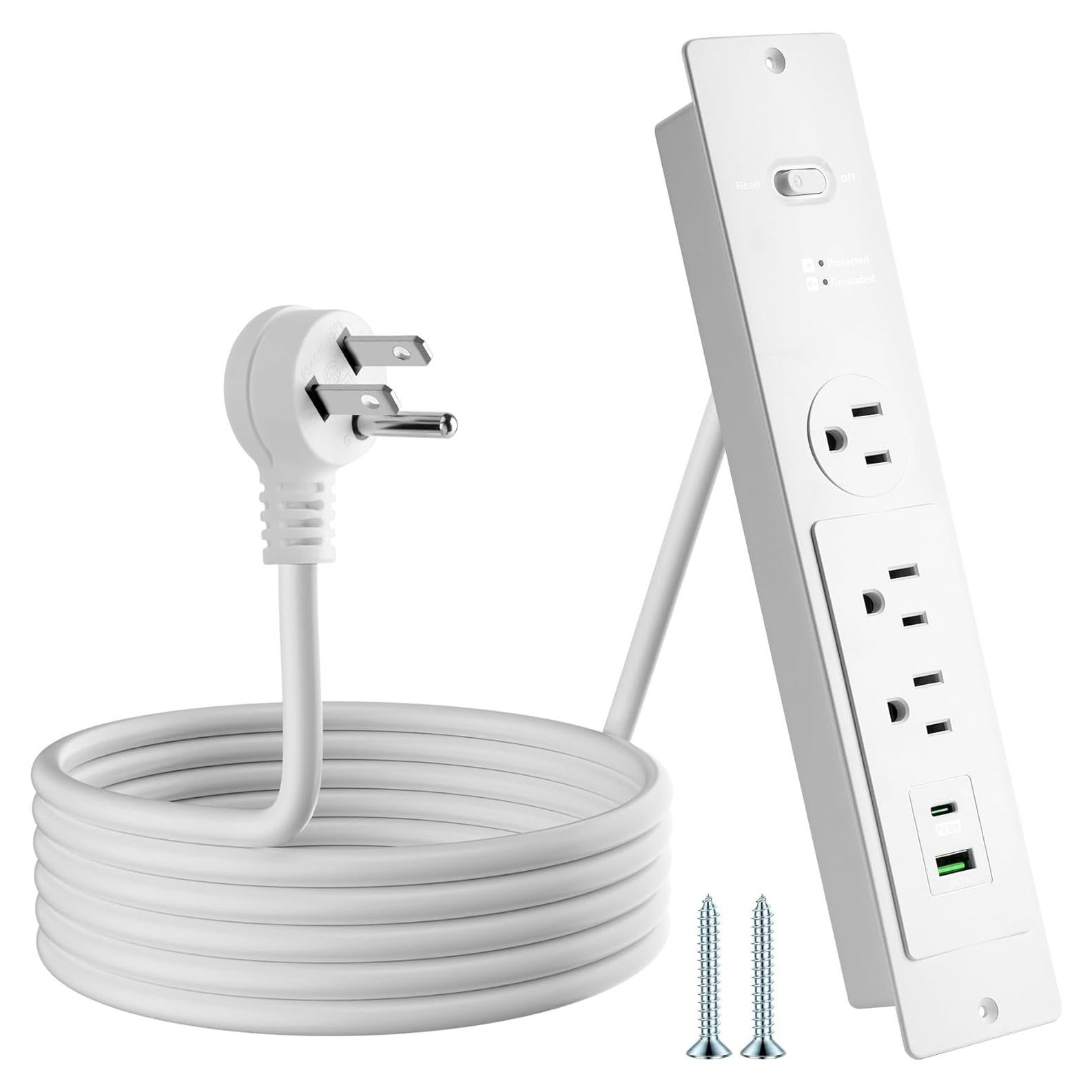 Regleta Empotrada Purcopper 3.66m 2 AC + 2 USB Blanco