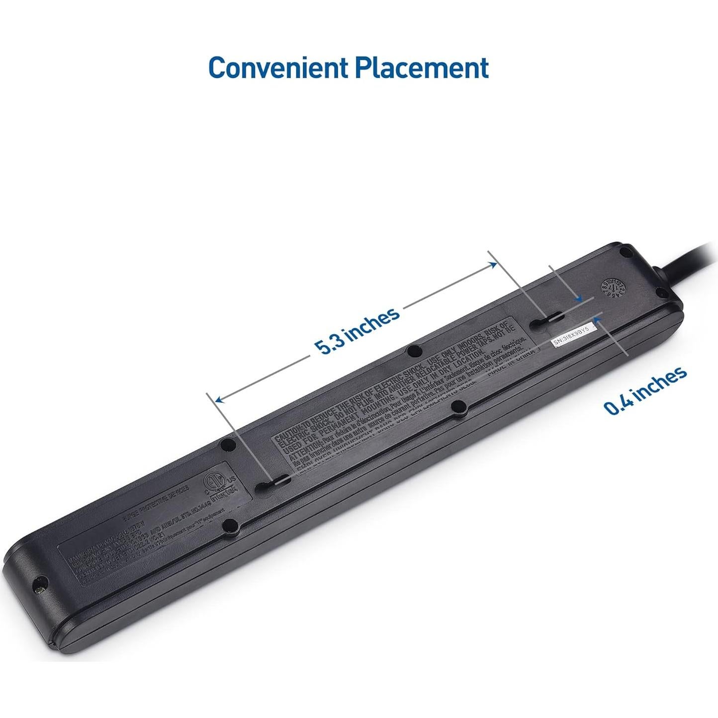 Regleta de 6 Salidas con USB Cable Matters 2.44m Negra