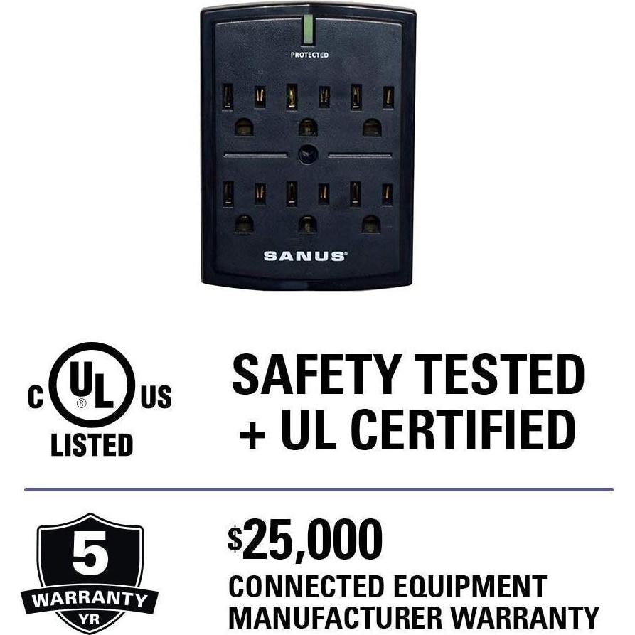 Protector Contra Sobretensiones SANUS 1080J 6 Salidas a Pared