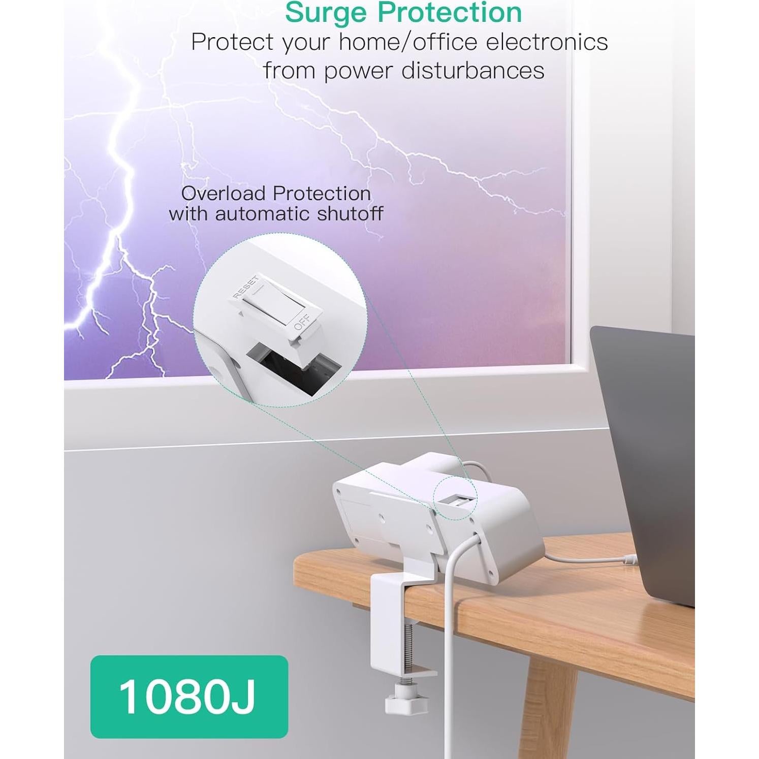 Toma de Corriente con Abrazadera MIFASOPOWER 5FT 4AC 4USB