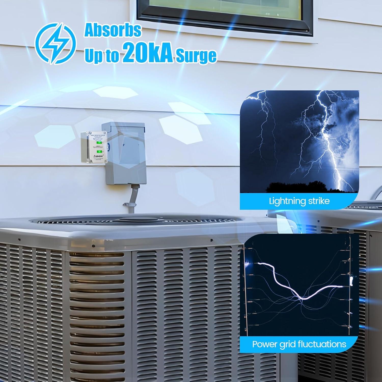 Protector de Sobretensión HVAC Zuomeng 120/240VAC 20kA