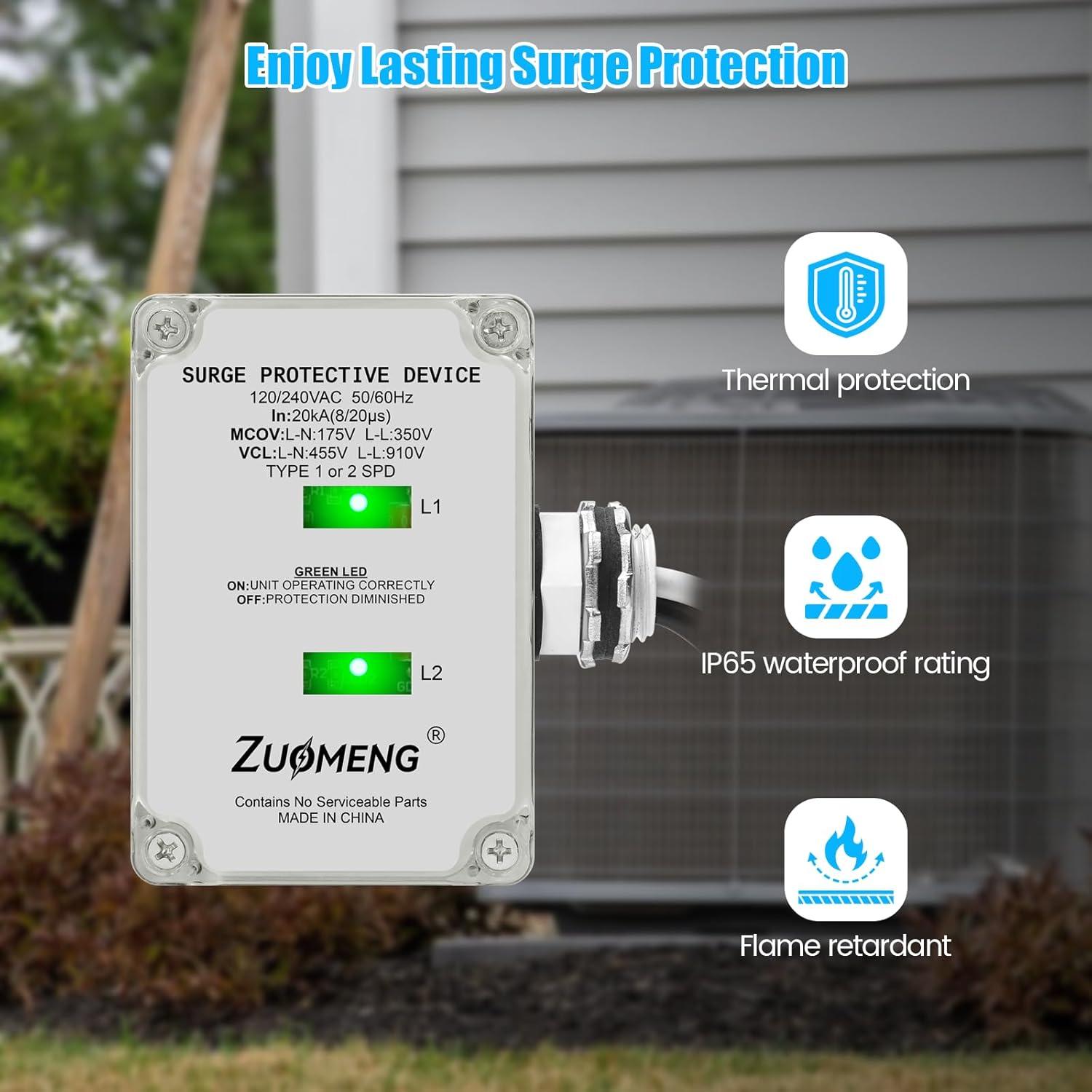 Protector de Sobretensión HVAC Zuomeng 120/240VAC 20kA