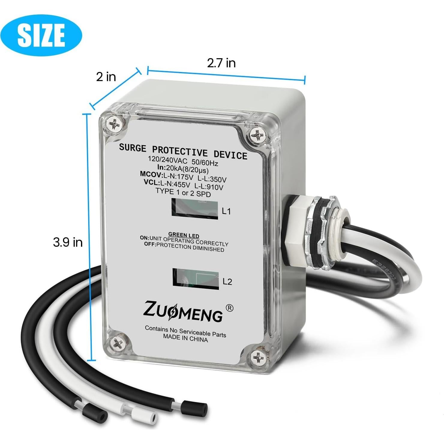Protector de Sobretensión HVAC Zuomeng 120/240VAC 20kA