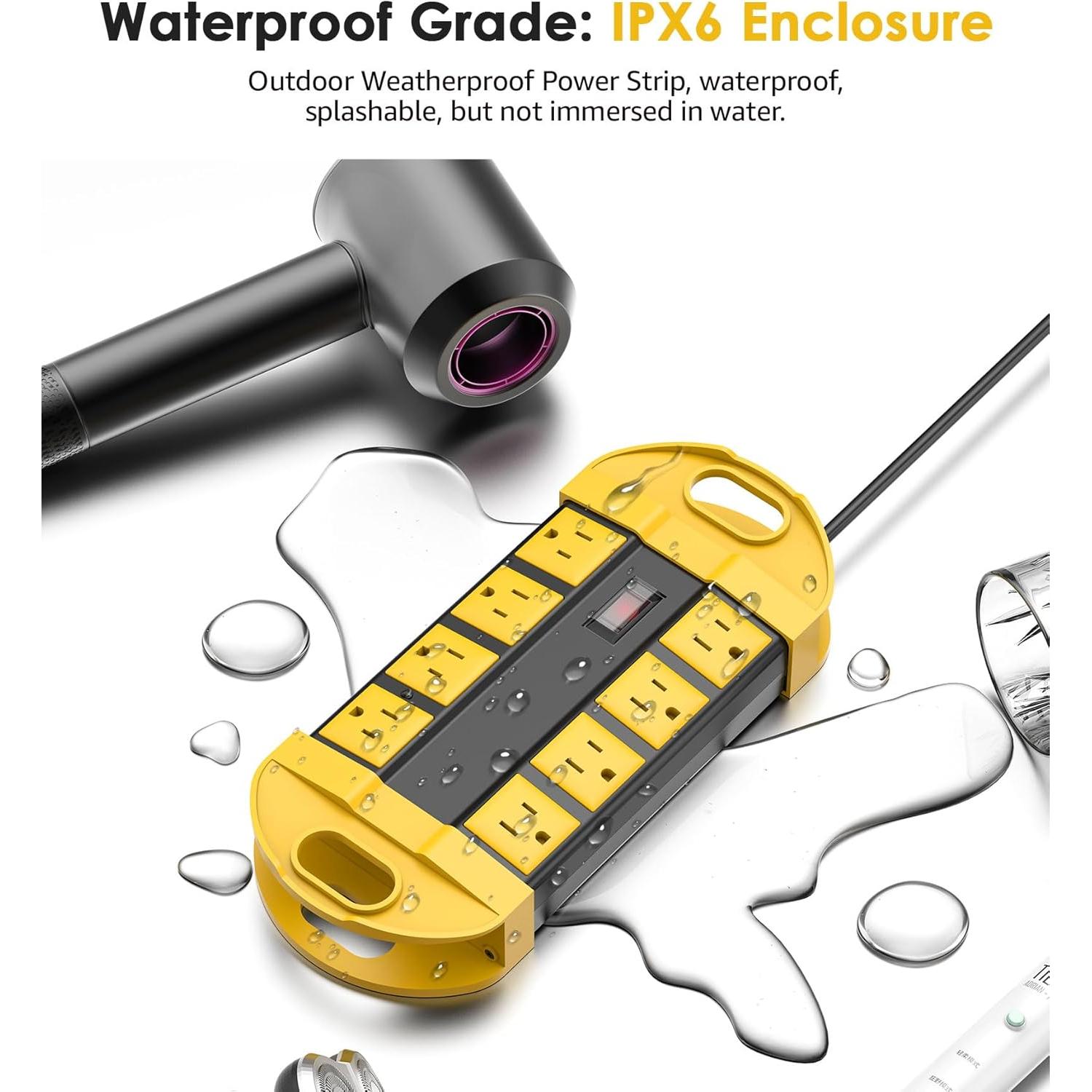 Tira de Energía a Prueba de Agua CCCEI 6FT con 8 Salidas