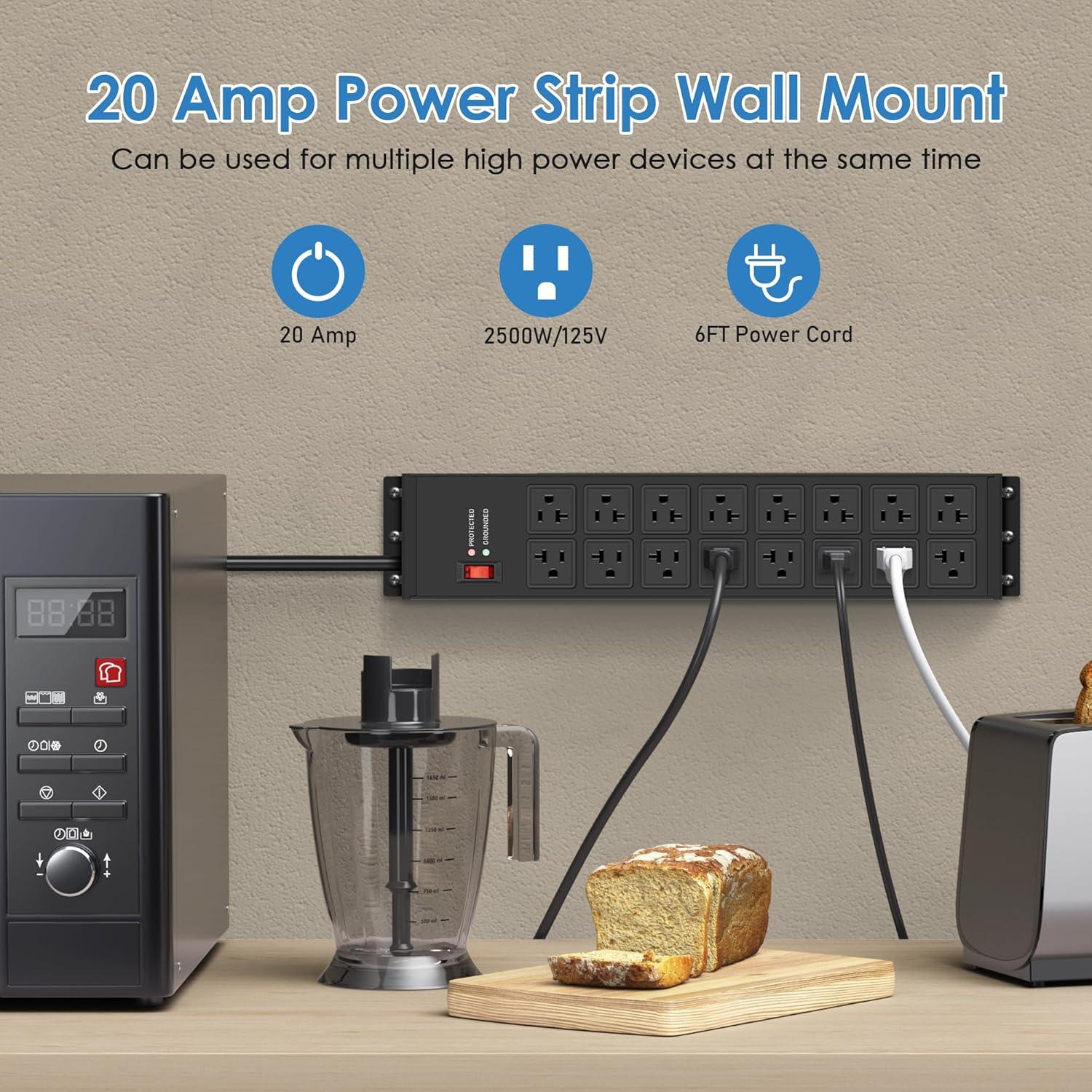 Regleta de 20A JUNNUJ con 16 Salidas y Protección 4800J