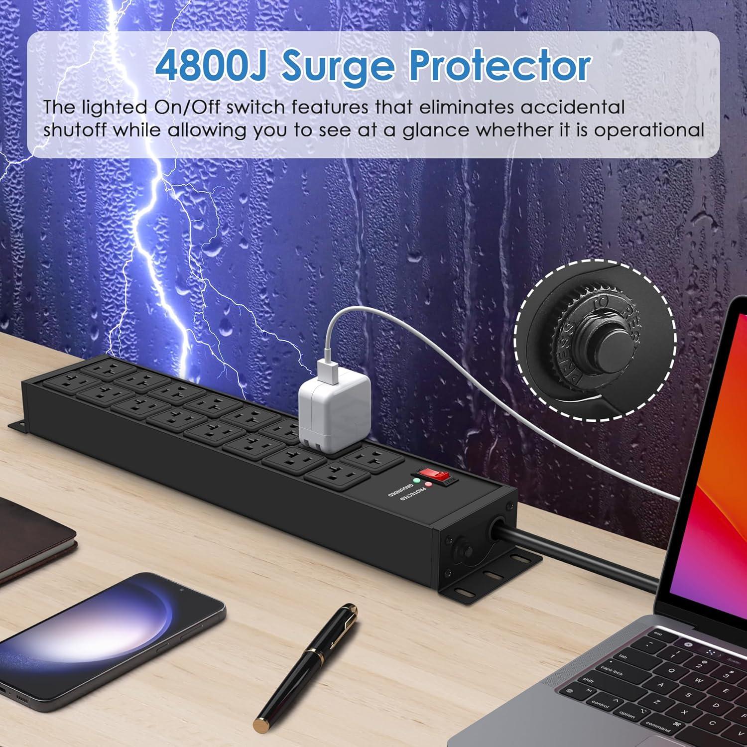 Regleta de 20A JUNNUJ con 16 Salidas y Protección 4800J