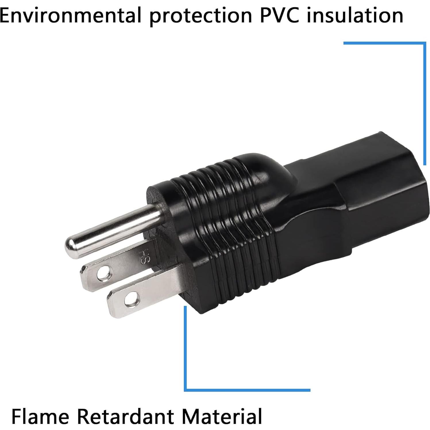 Adaptador de Poder NEMA 5-15P a IEC C13 Hembra 15A 125V - 2 Pack