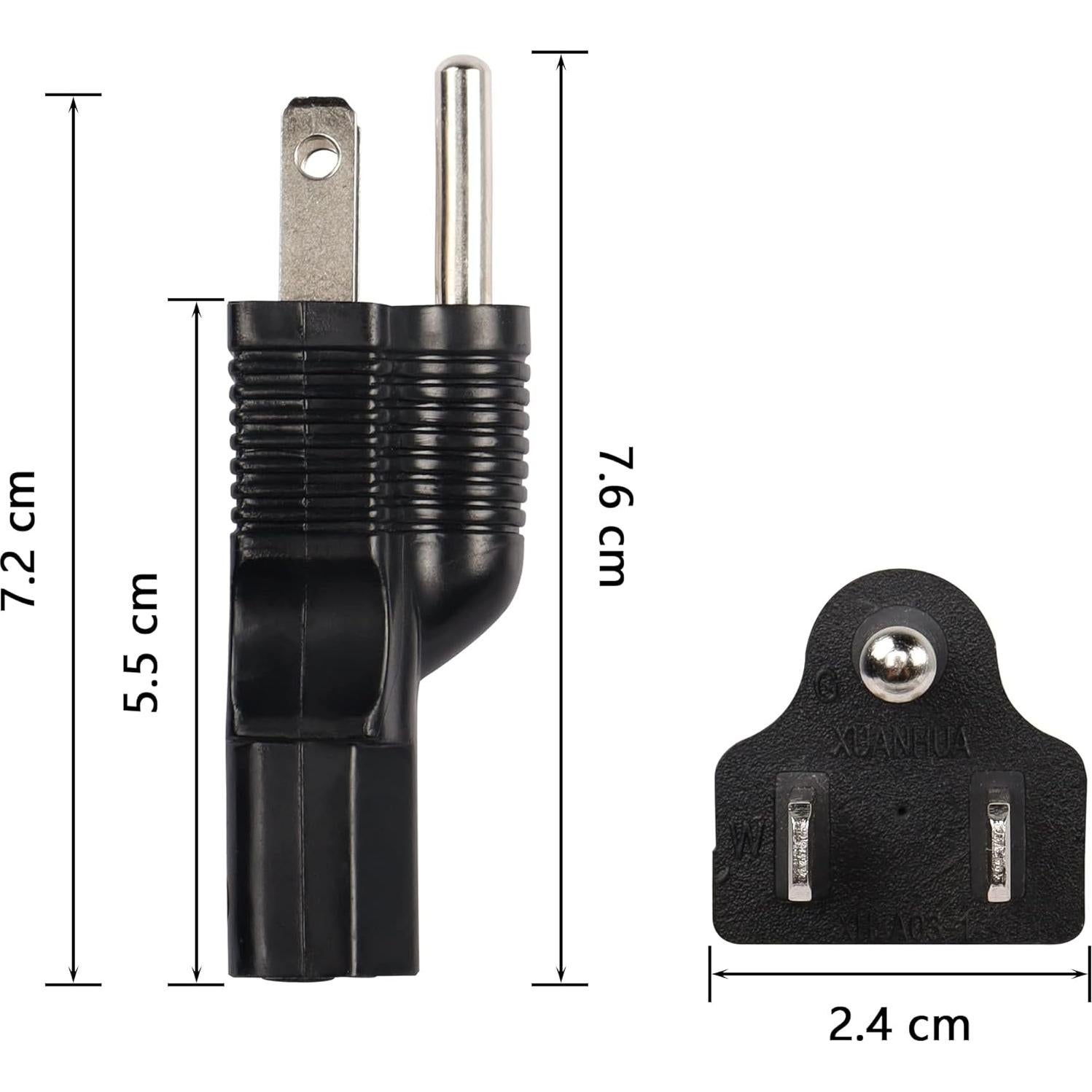 Adaptador de Poder NEMA 5-15P a IEC C13 Hembra 15A 125V - 2 Pack