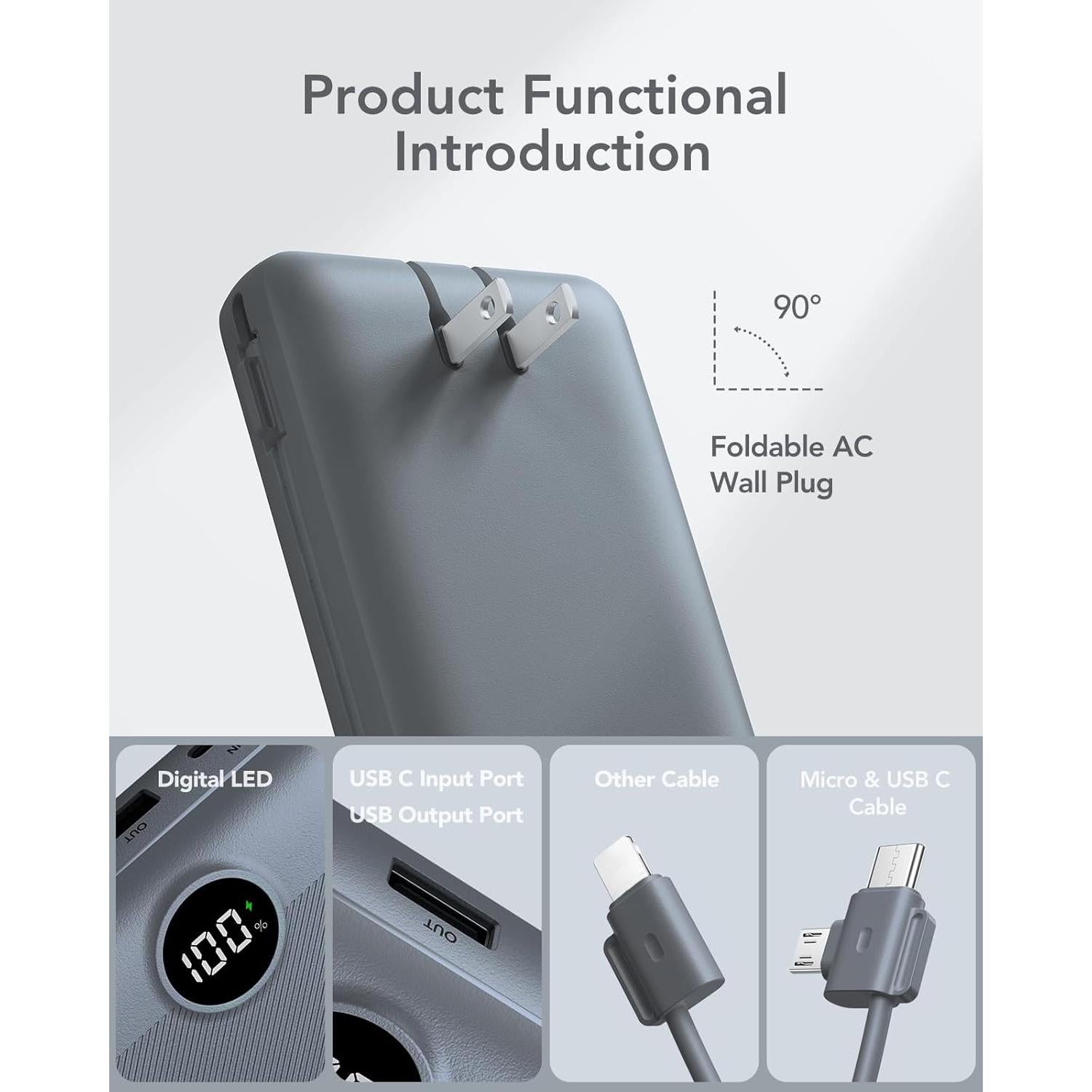 Cargador Portátil Power Bank 20000mAh VRURC Carga Rápida