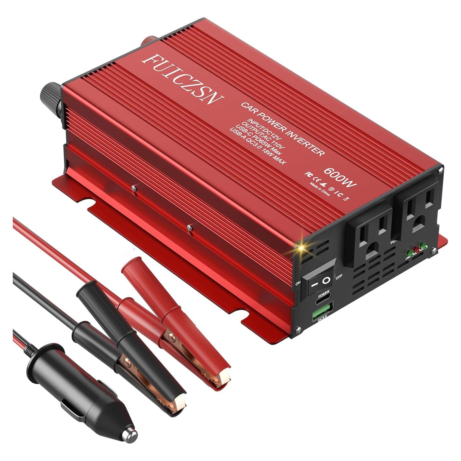 Inversor de Potencia de Coche 600W FUICZSN 12V a 110V AC