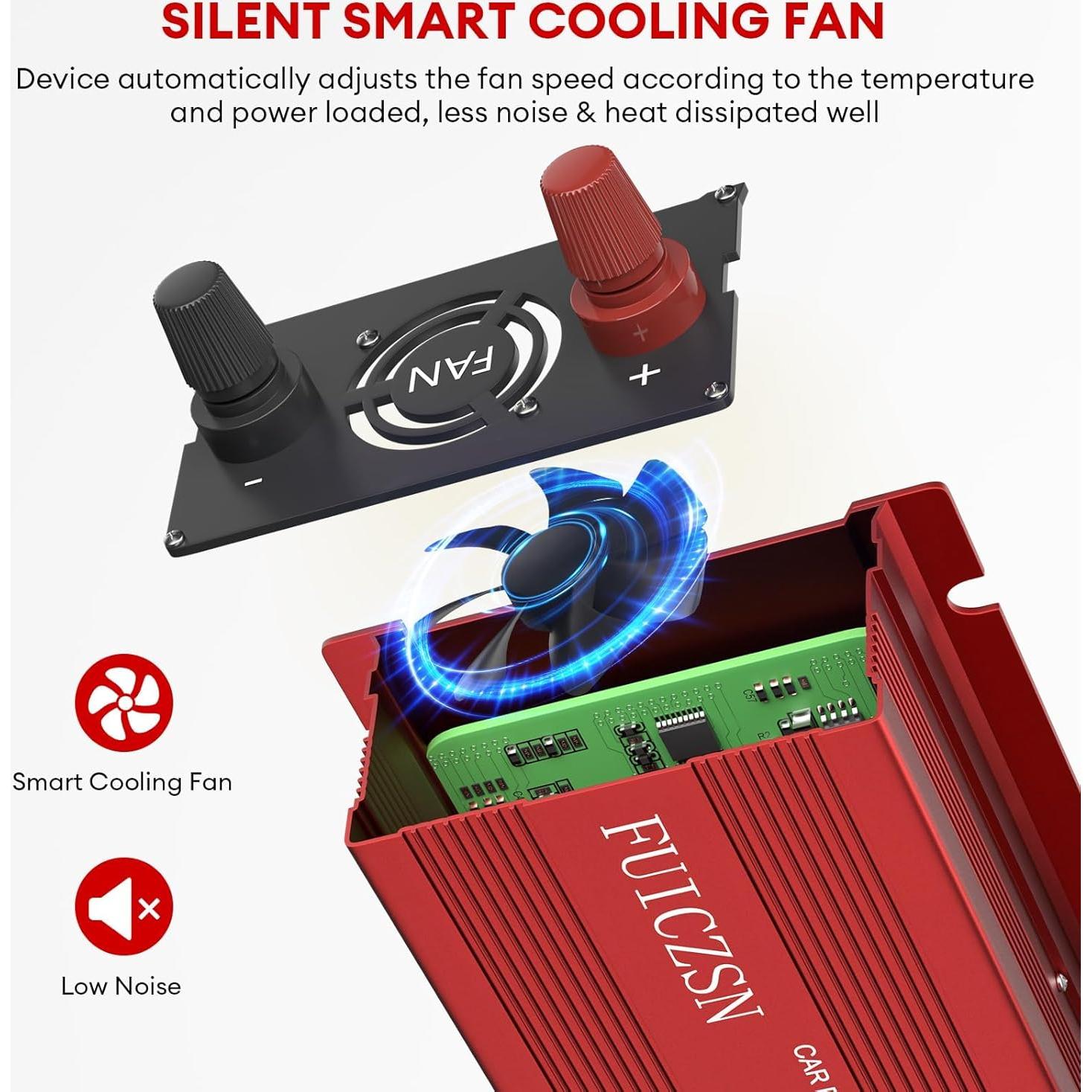 Inversor de Potencia de Coche 600W FUICZSN 12V a 110V AC