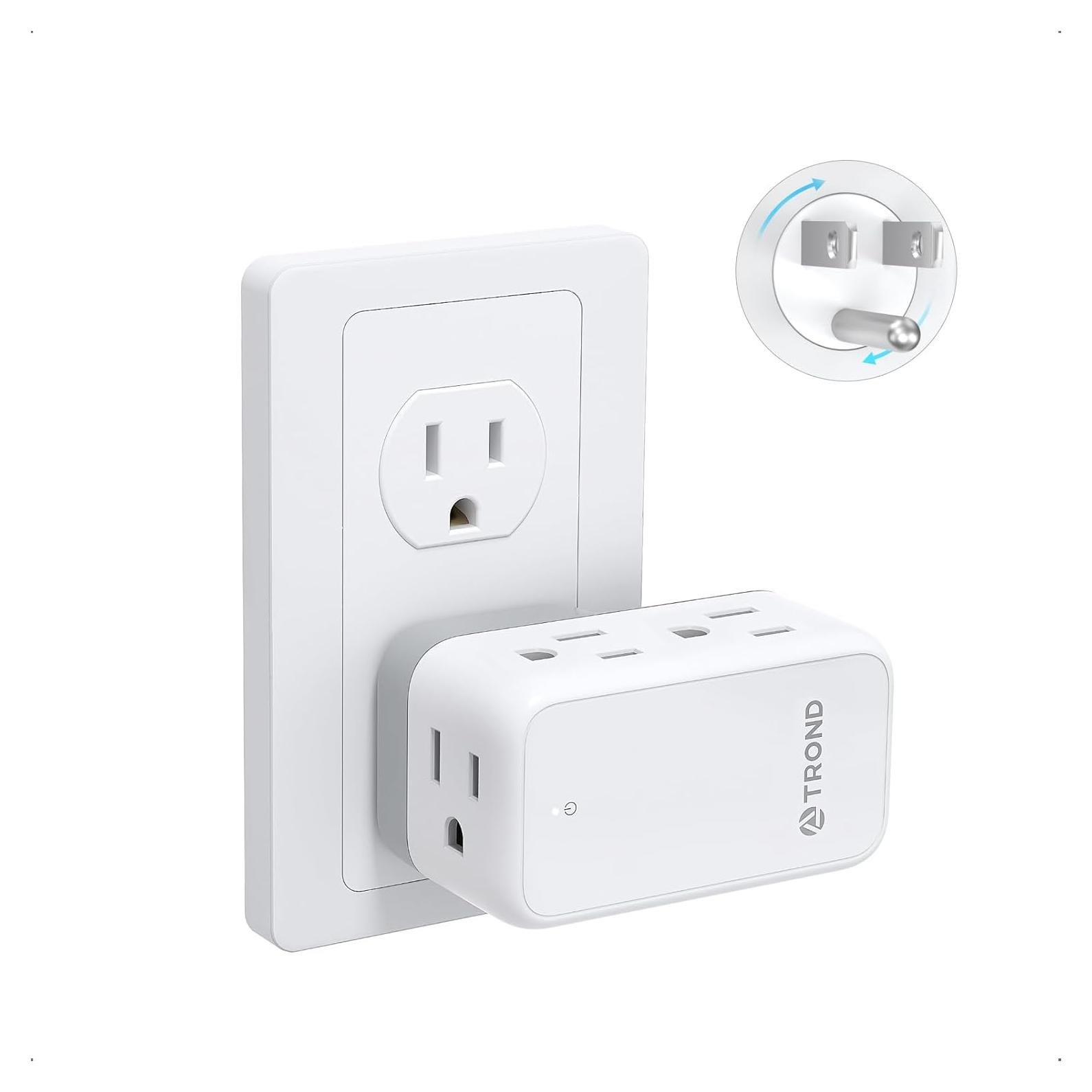 Extensor de Enchufe TROND 6 Salidas AC Rotatorio 360° Blanco