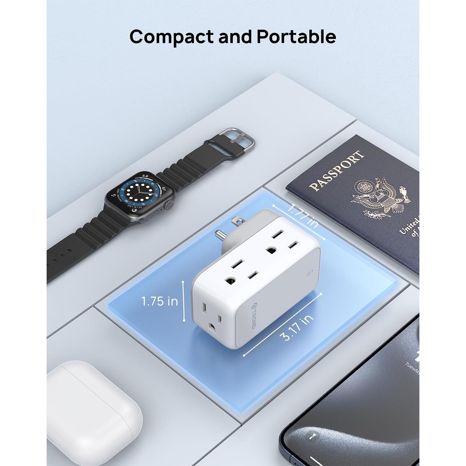 Extensor de Enchufe TROND 6 Salidas AC Rotatorio 360° Blanco